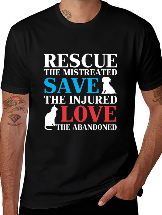 Rescue Dog & Cat T-Shirt: Save Love Abandoned Animals
