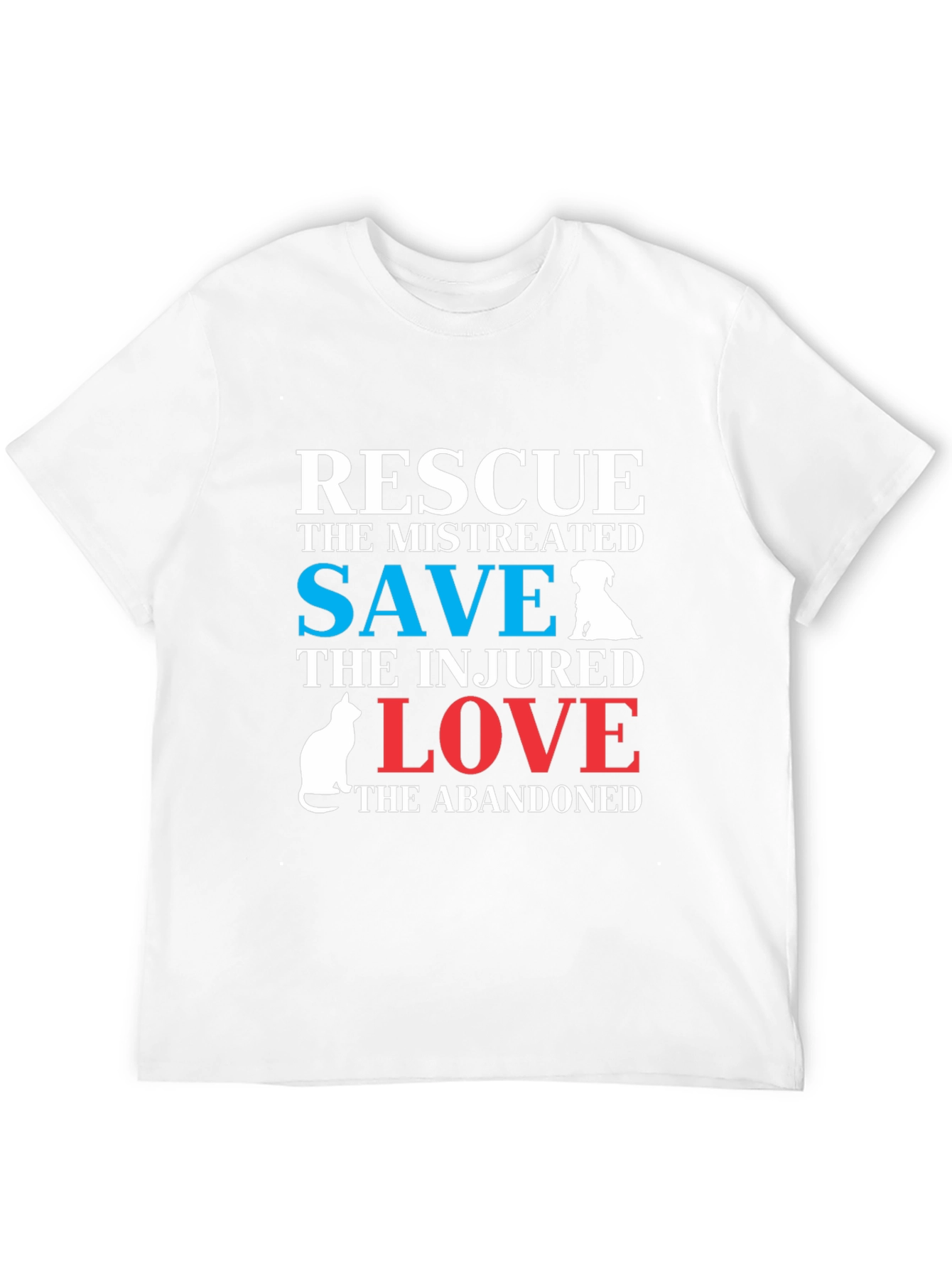 Rescue Dog & Cat T-Shirt: Save Love Abandoned Animals