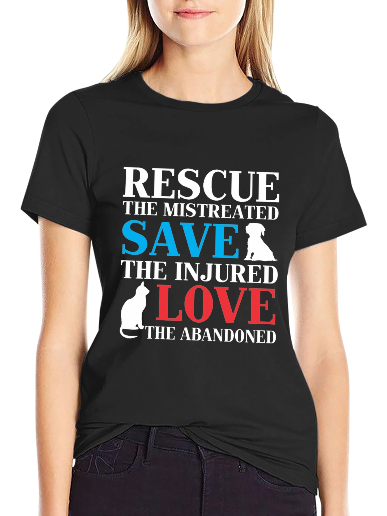 Rescue Dog & Cat T-Shirt: Save Love Abandoned Animals