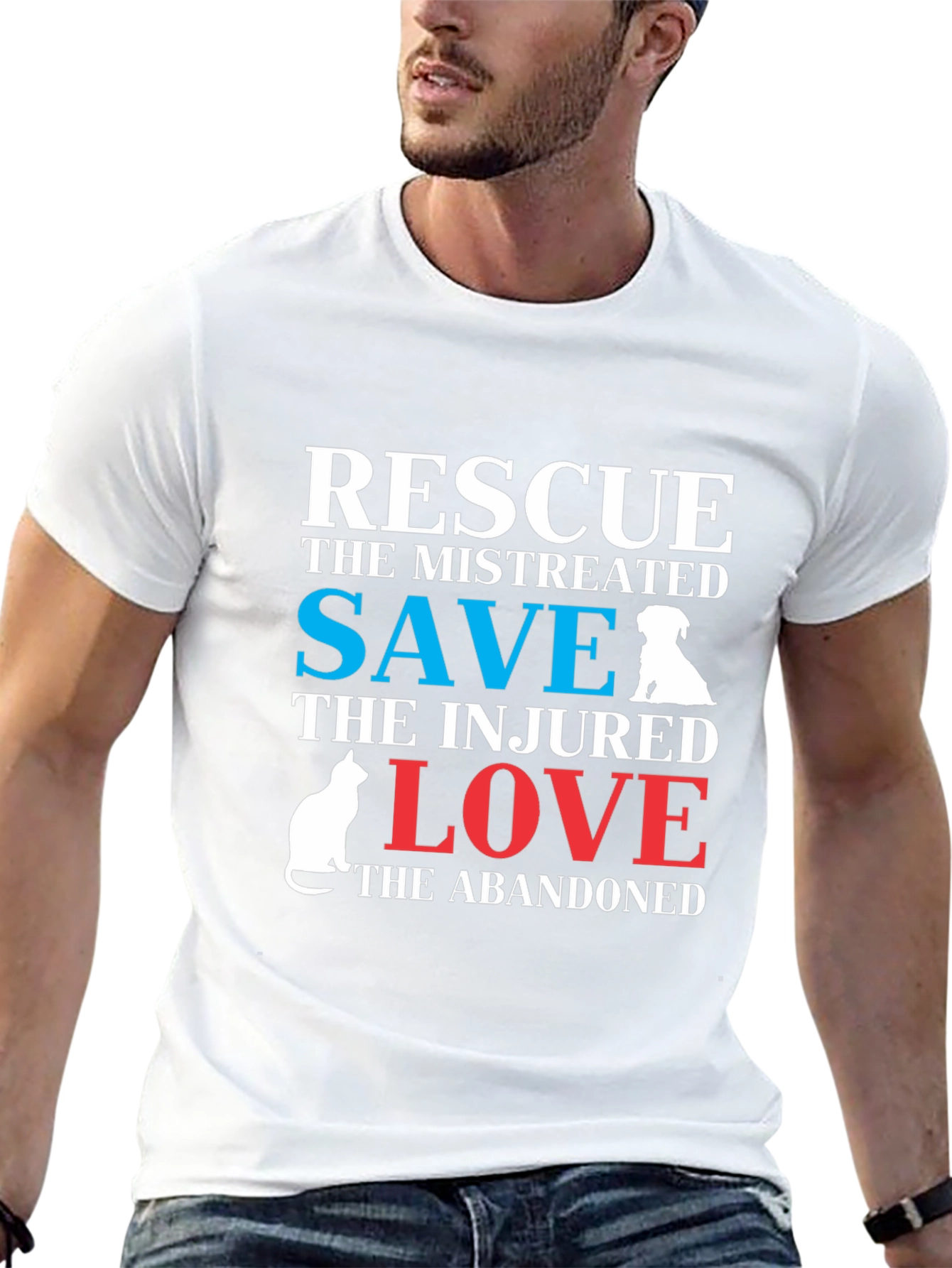 Rescue Dog & Cat T-Shirt: Save Love Abandoned Animals