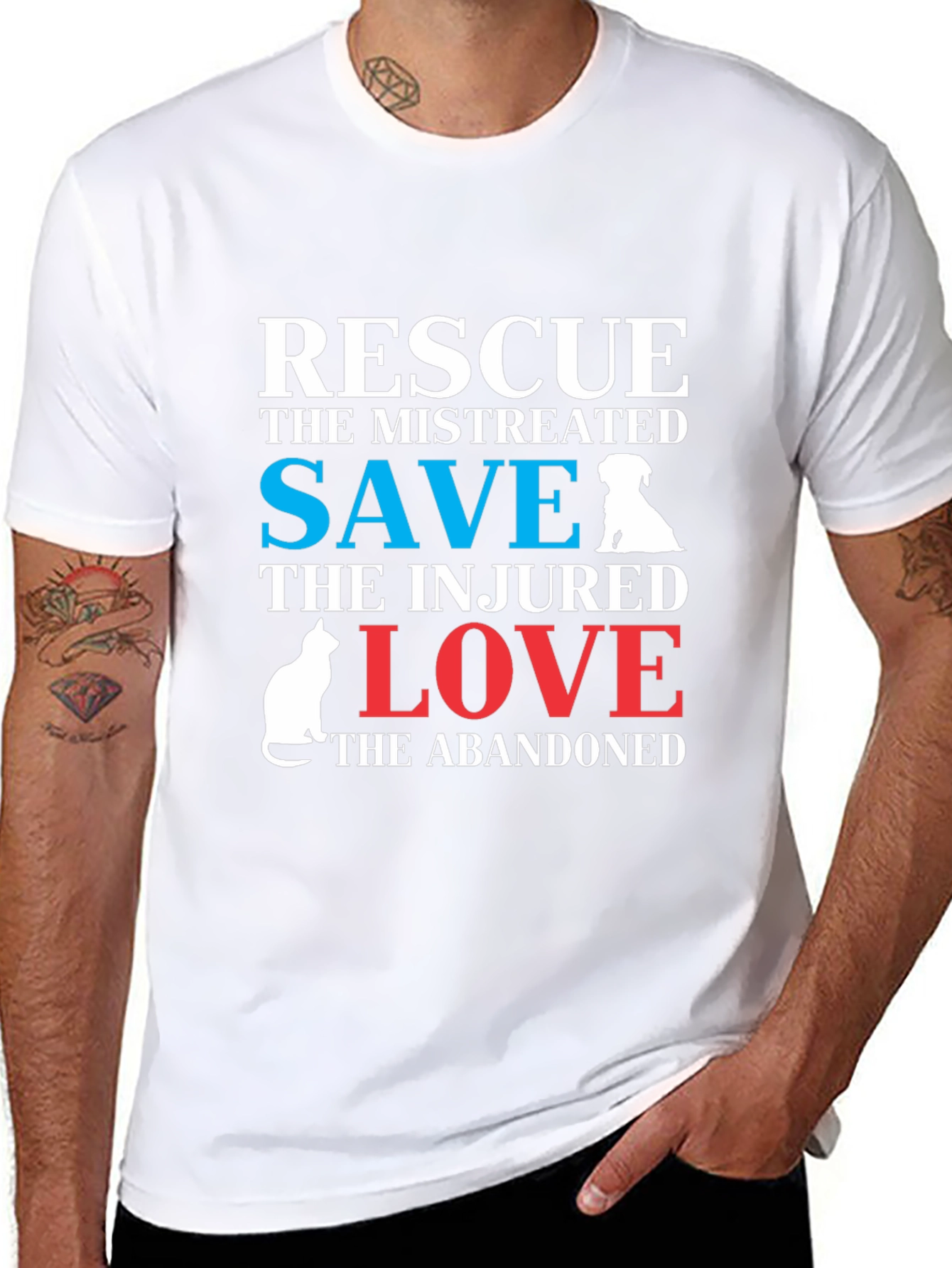 Rescue Dog & Cat T-Shirt: Save Love Abandoned Animals