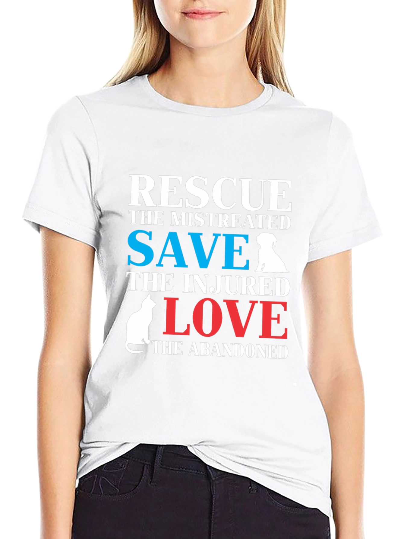 Rescue Dog & Cat T-Shirt: Save Love Abandoned Animals
