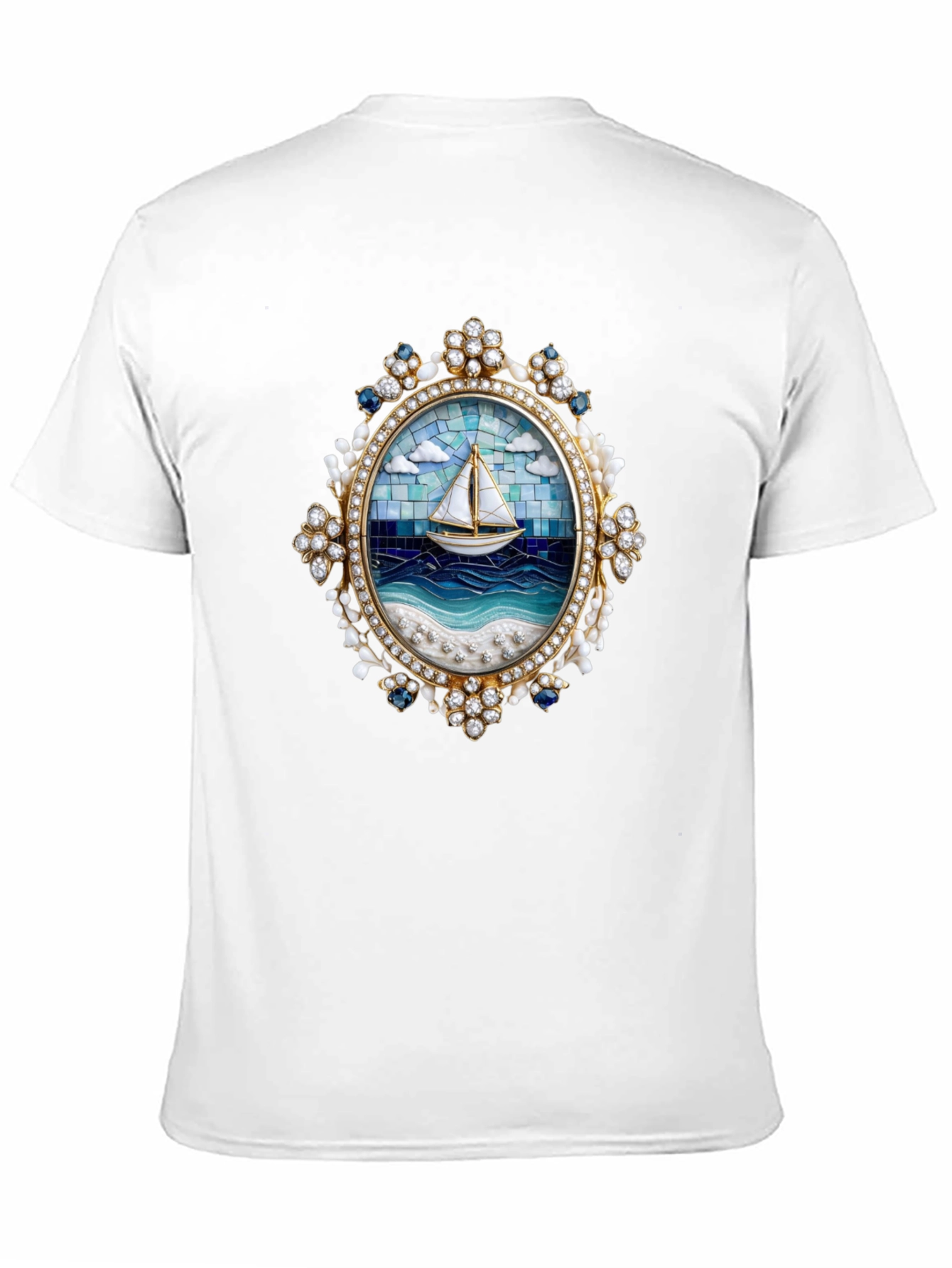 Sailboat Mosaic Graphic Tee - Nautical Art Shirt