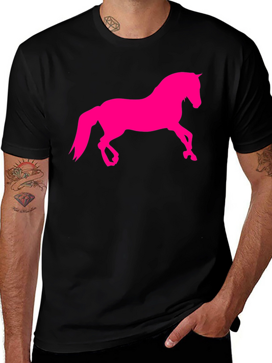 Black T-Shirt with Hot Pink Horse Graphic