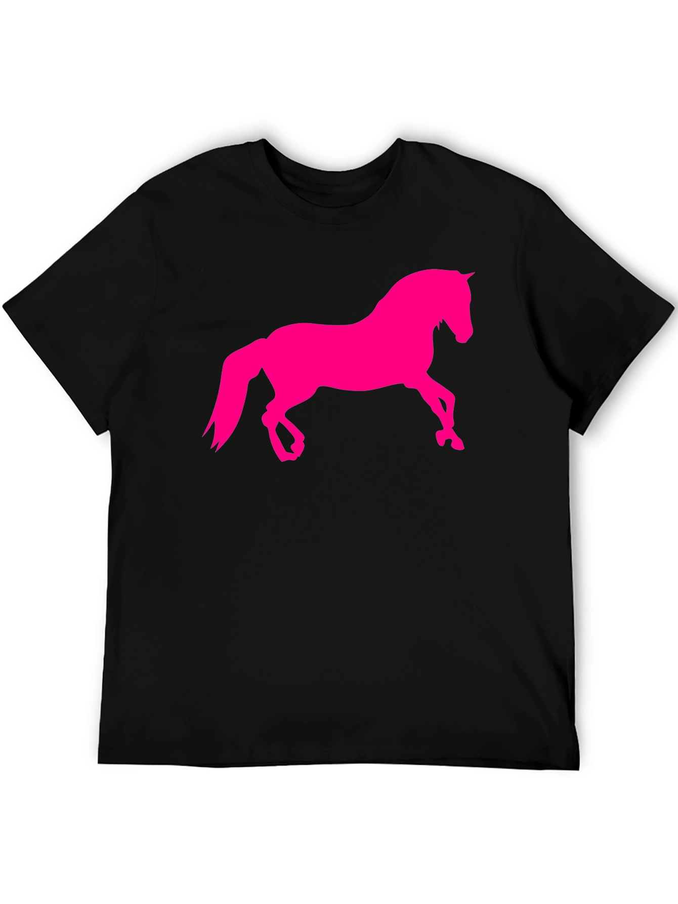 Black T-Shirt with Hot Pink Horse Graphic