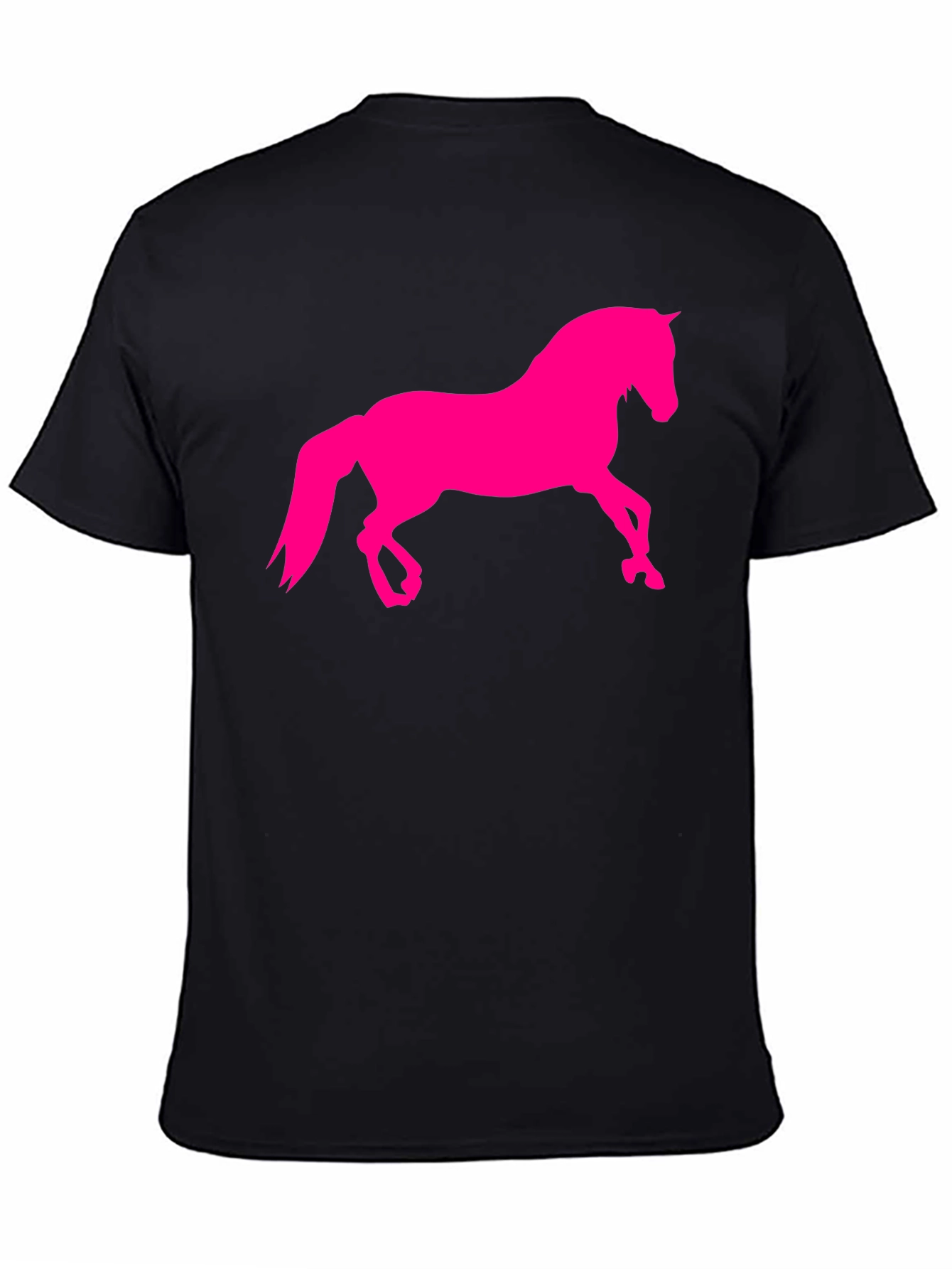 Black T-Shirt with Hot Pink Horse Graphic