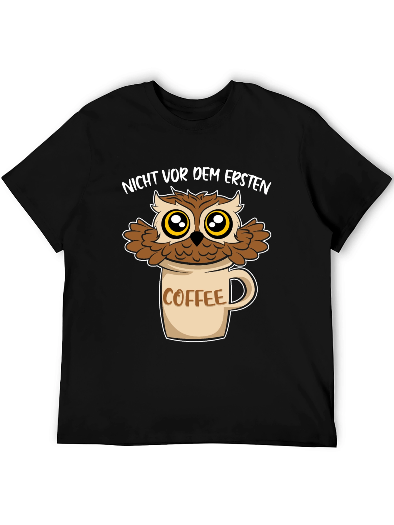 Owl Coffee Mug T-Shirt - Funny Graphic Tee