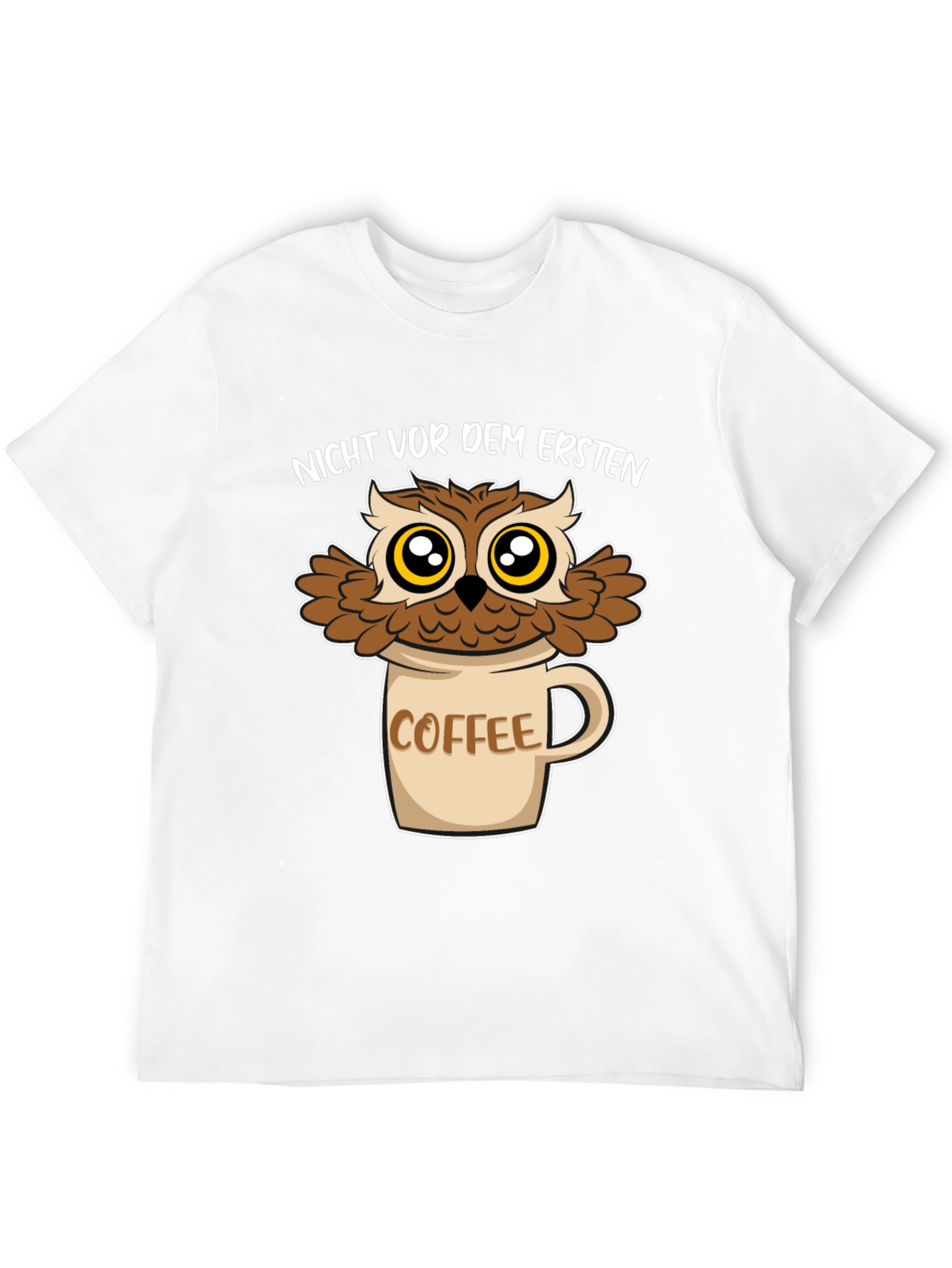 Owl Coffee Mug T-Shirt - Funny Graphic Tee