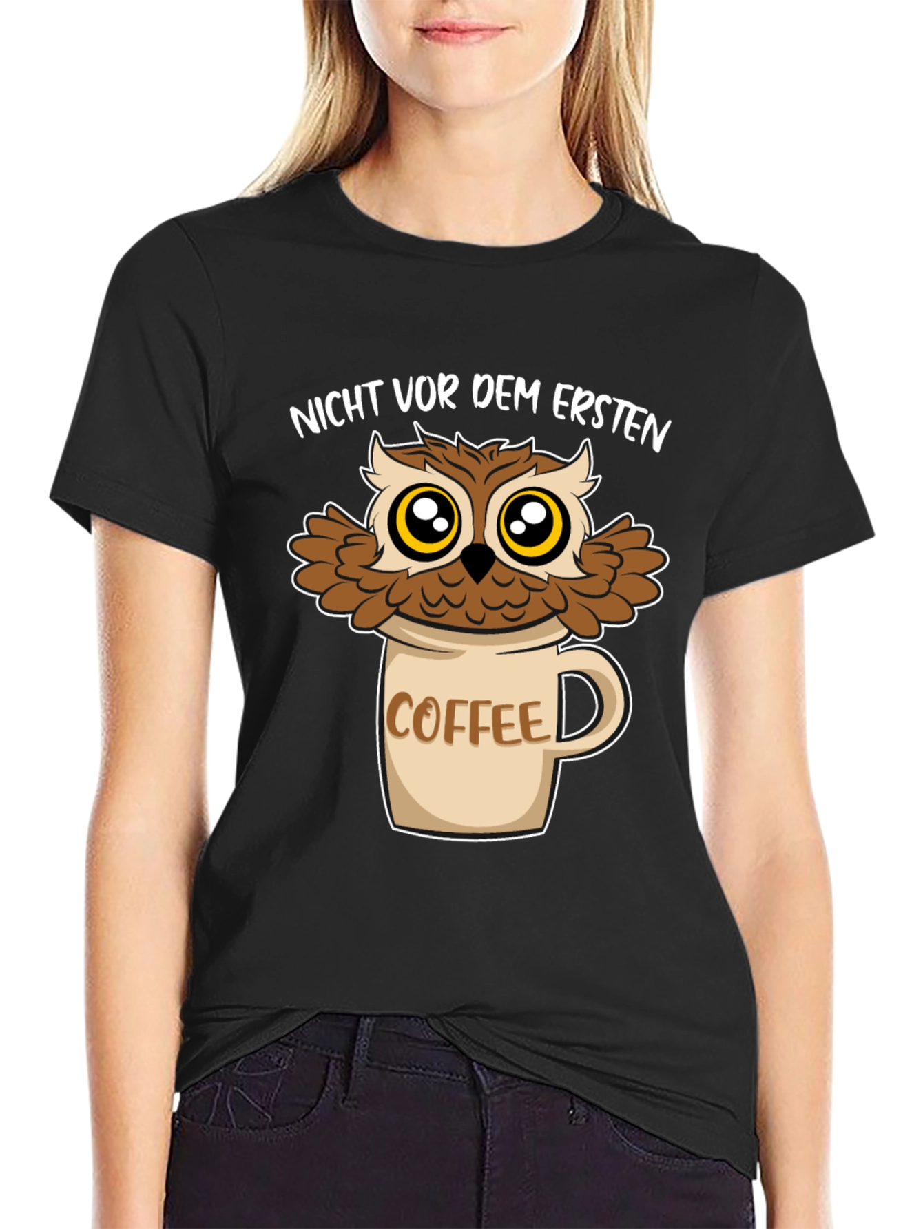 Owl Coffee Mug T-Shirt - Funny Graphic Tee