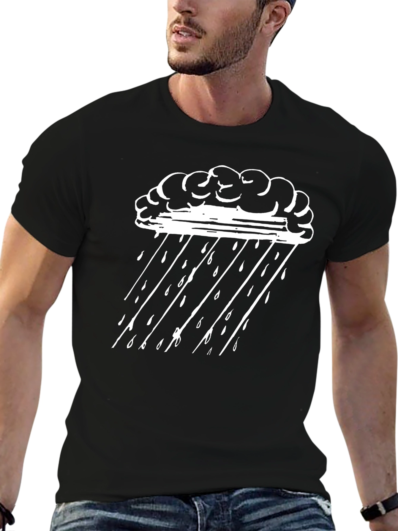 Cloudy Rain Tee - Stylish Weather Graphic T-Shirt