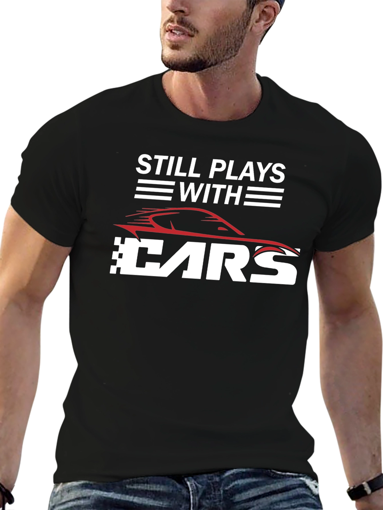 Still Plays With Cars Black T-Shirt