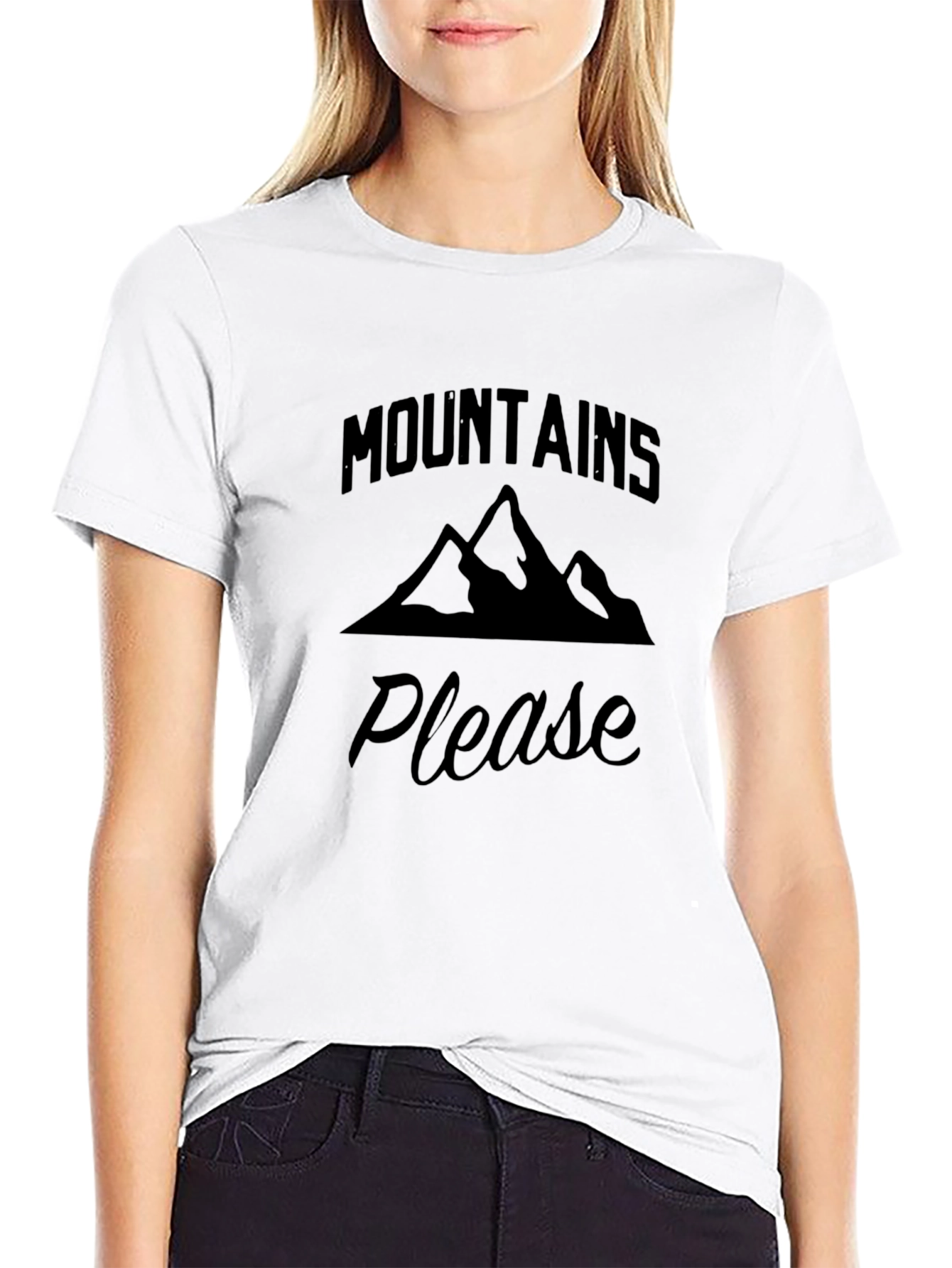 Mountains Please Black Graphic Tee Shirt