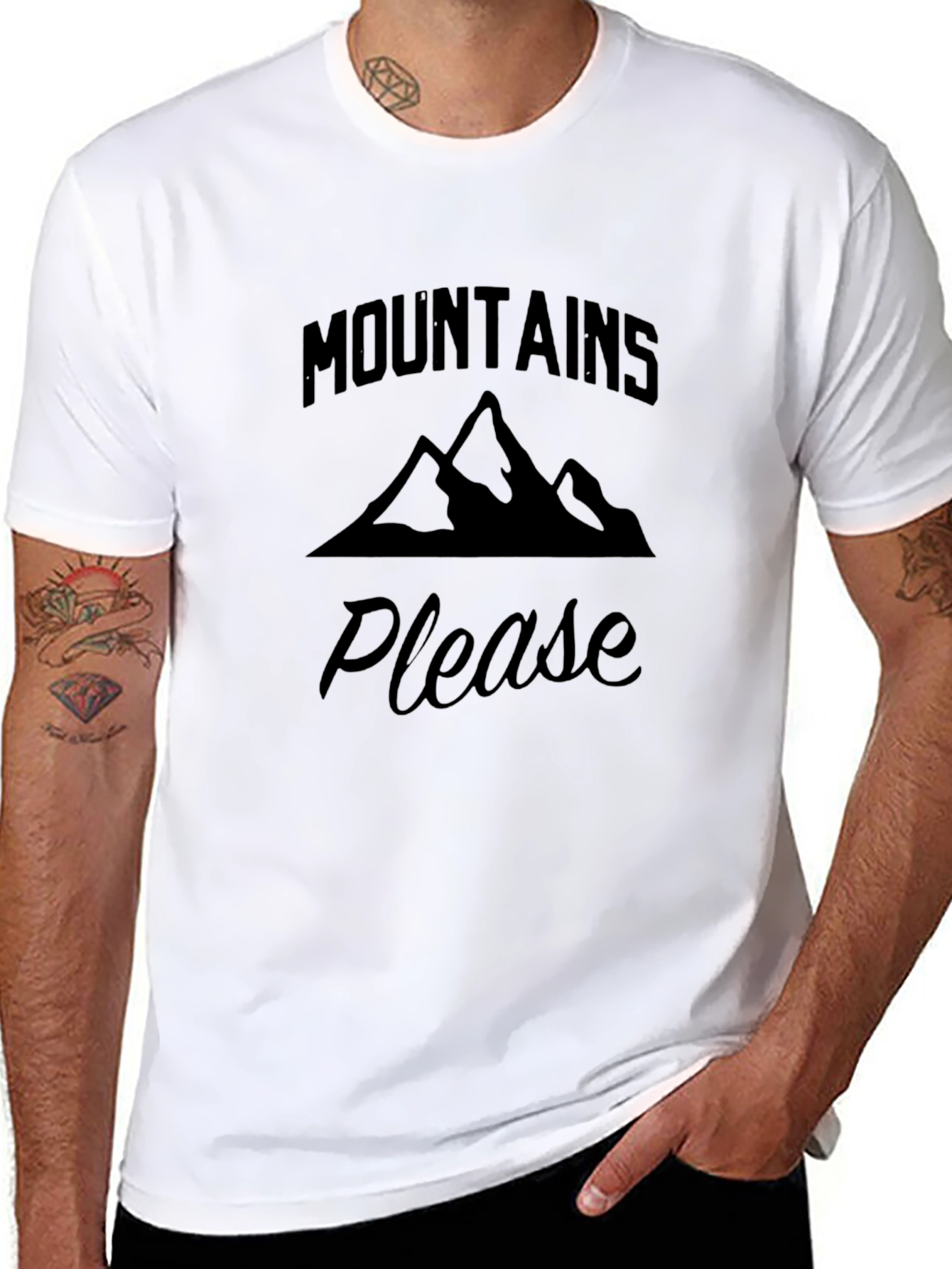 Mountains Please Black Graphic Tee Shirt