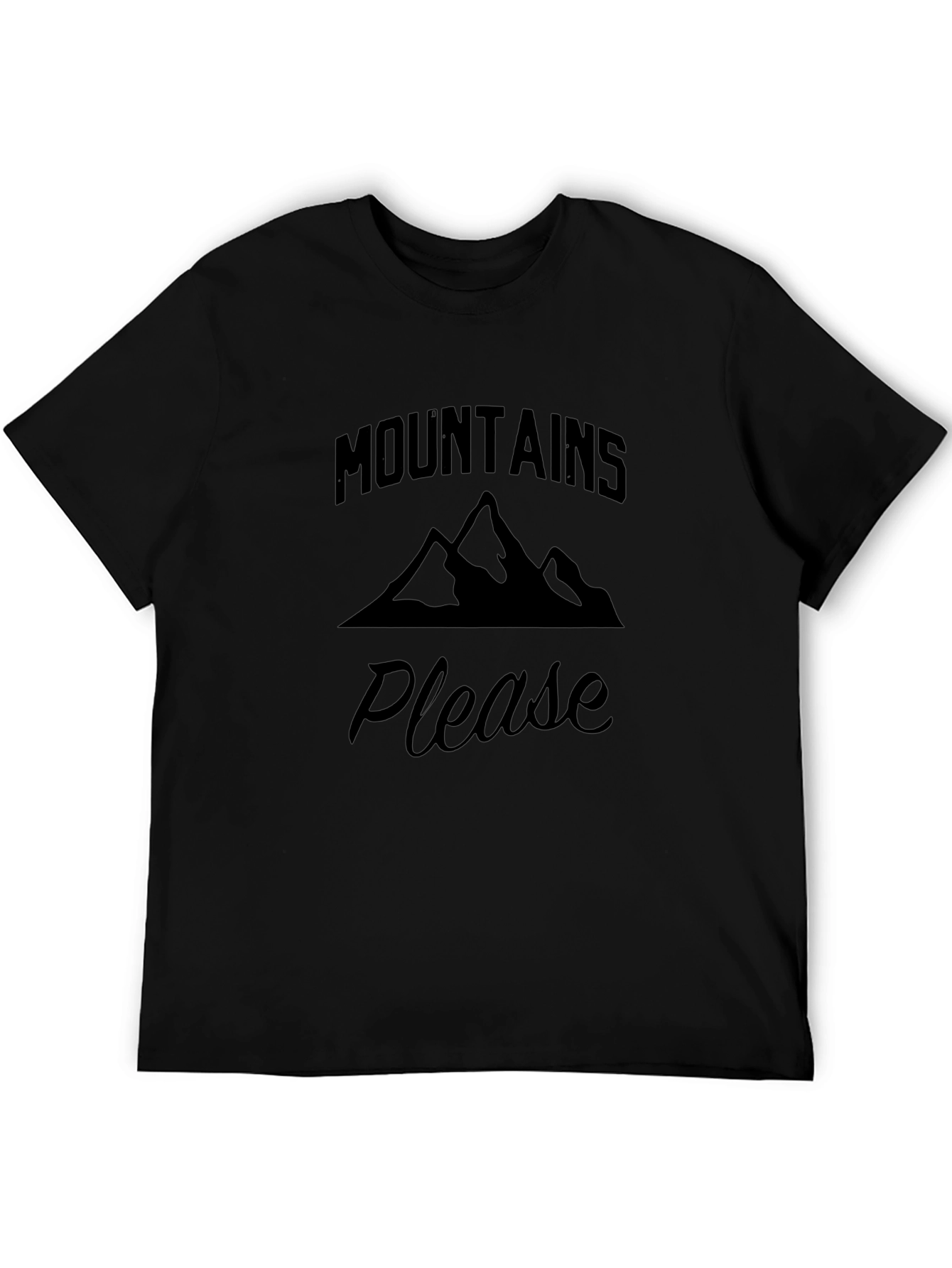 Mountains Please Black Graphic Tee Shirt