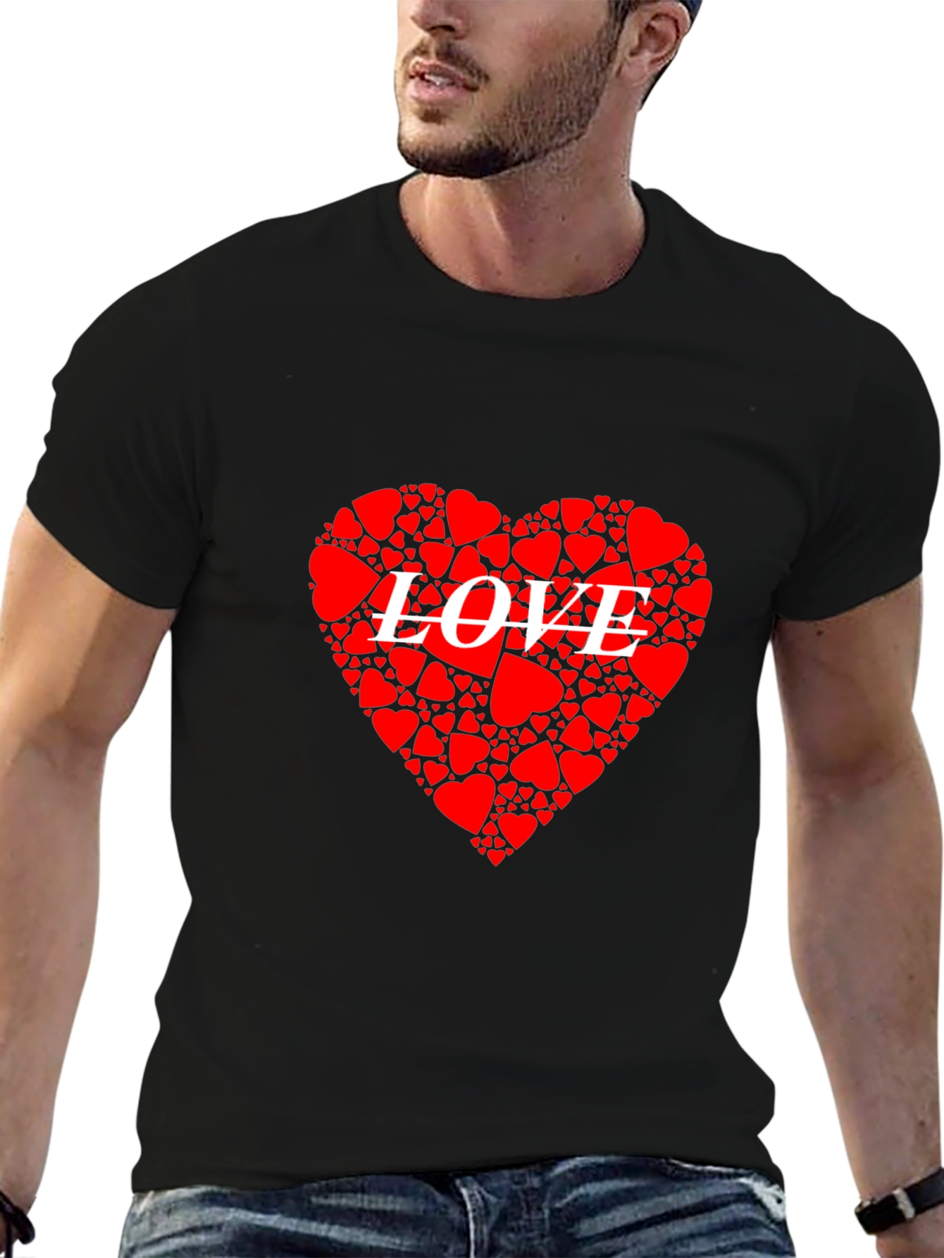 Heart LOVE Graphic Black T-Shirt