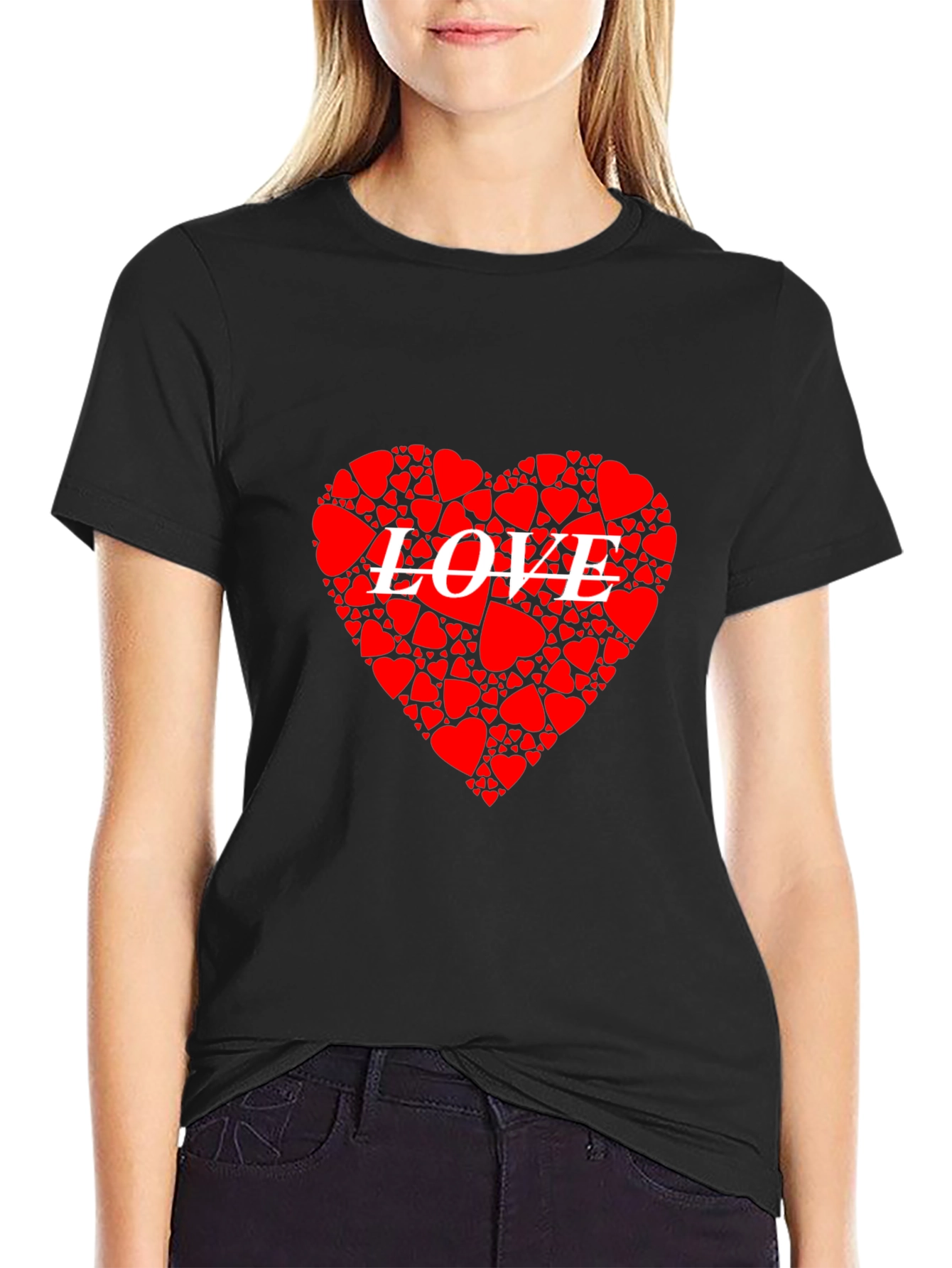 Heart LOVE Graphic Black T-Shirt
