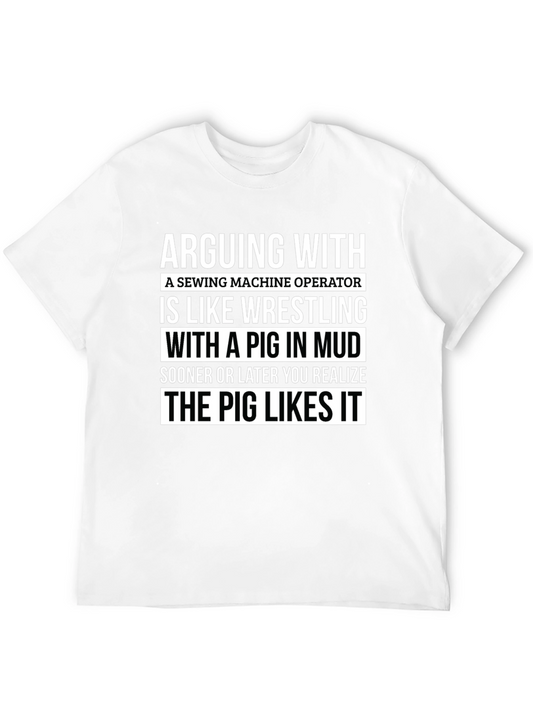 Sewing Machine Operator Wrestling Pig T-Shirt