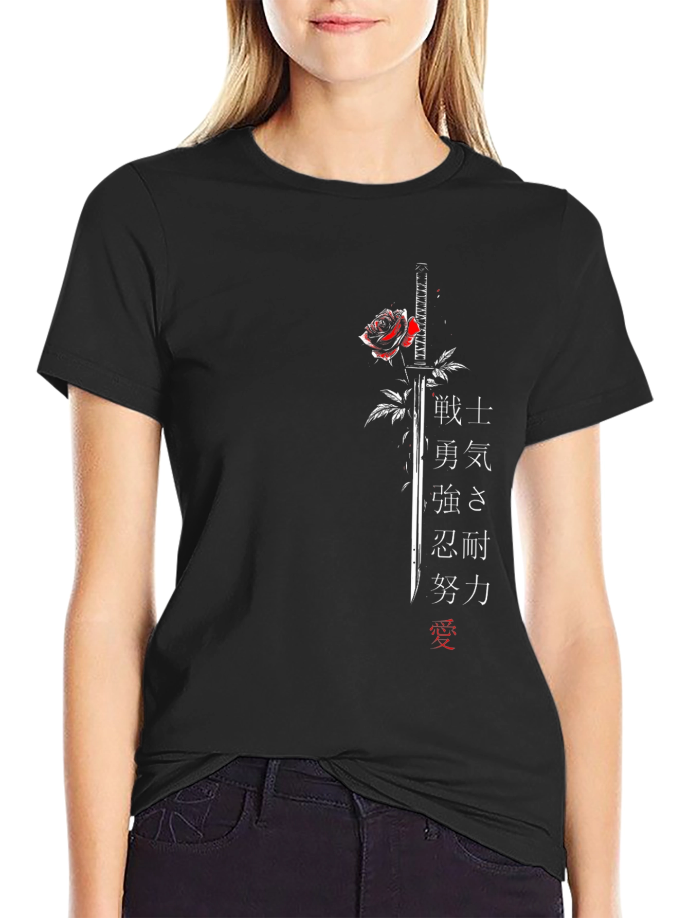 Samurai Sword & Rose Graphic Tee