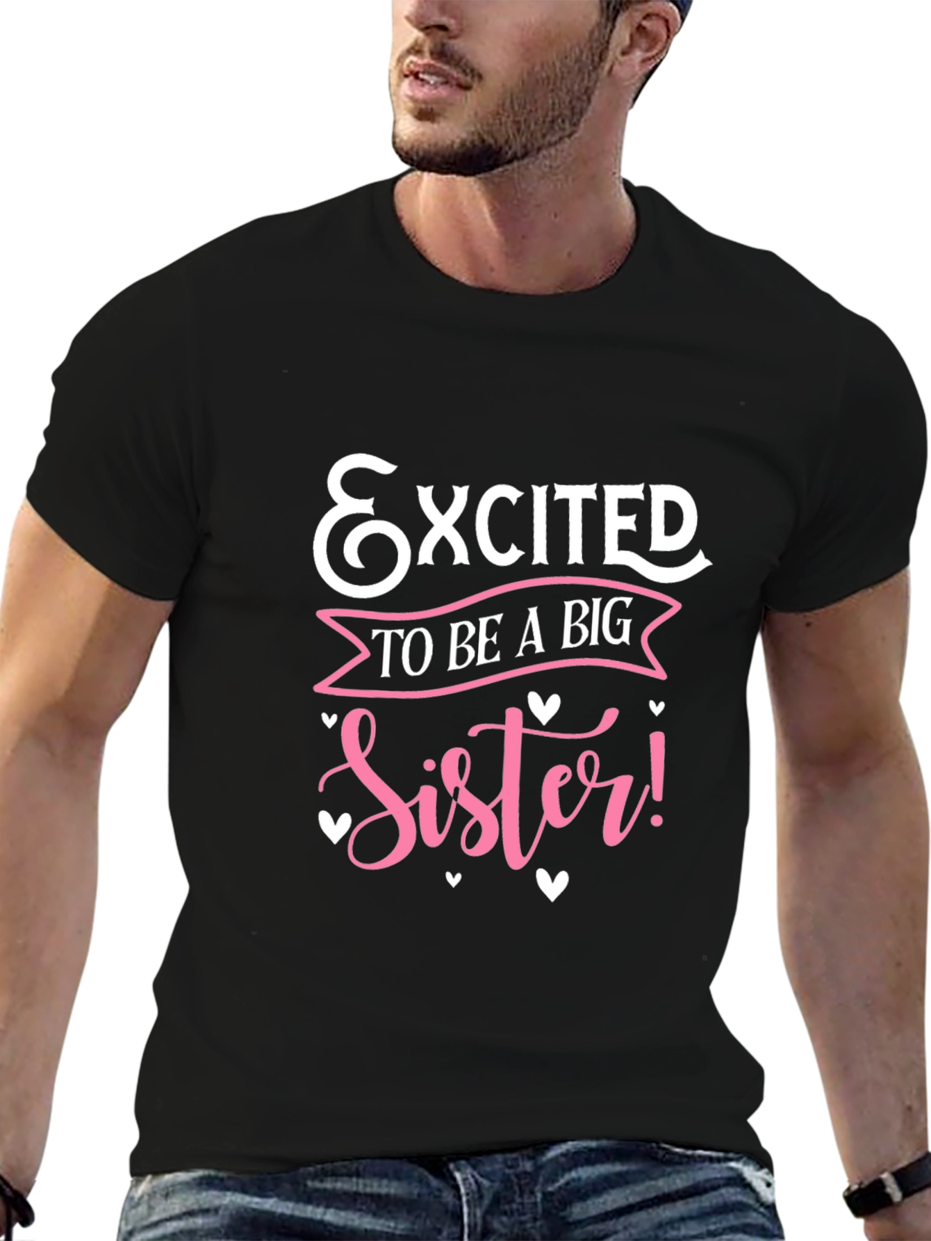 Excited to be a Big Sister Black T-Shirt