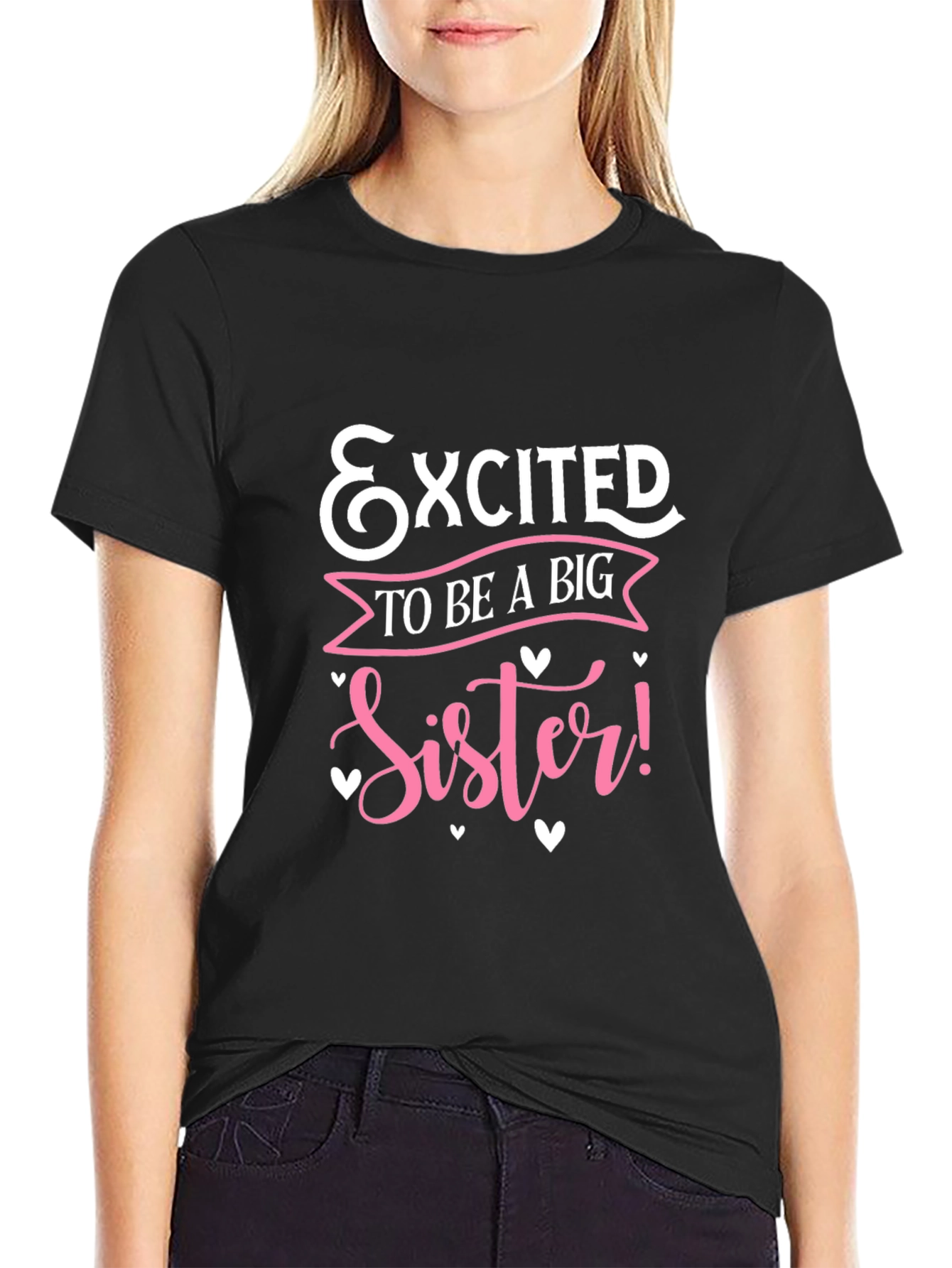 Excited to be a Big Sister Black T-Shirt