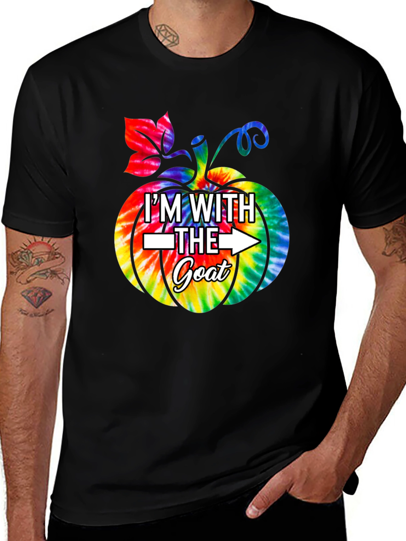 Im With The Goat T-Shirt Tie Dye Pumpkin Graphic