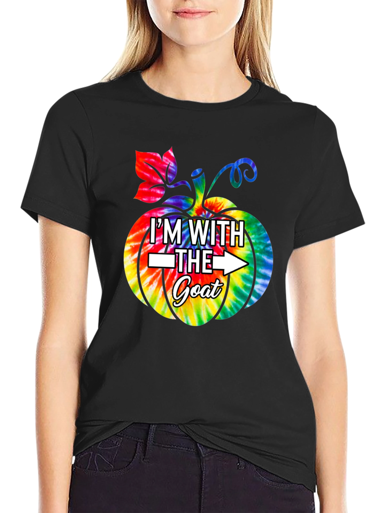 Im With The Goat T-Shirt Tie Dye Pumpkin Graphic
