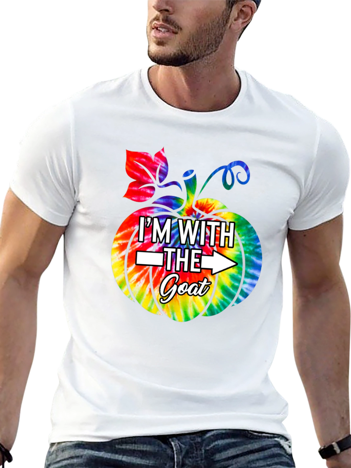 Im With The Goat T-Shirt Tie Dye Pumpkin Graphic