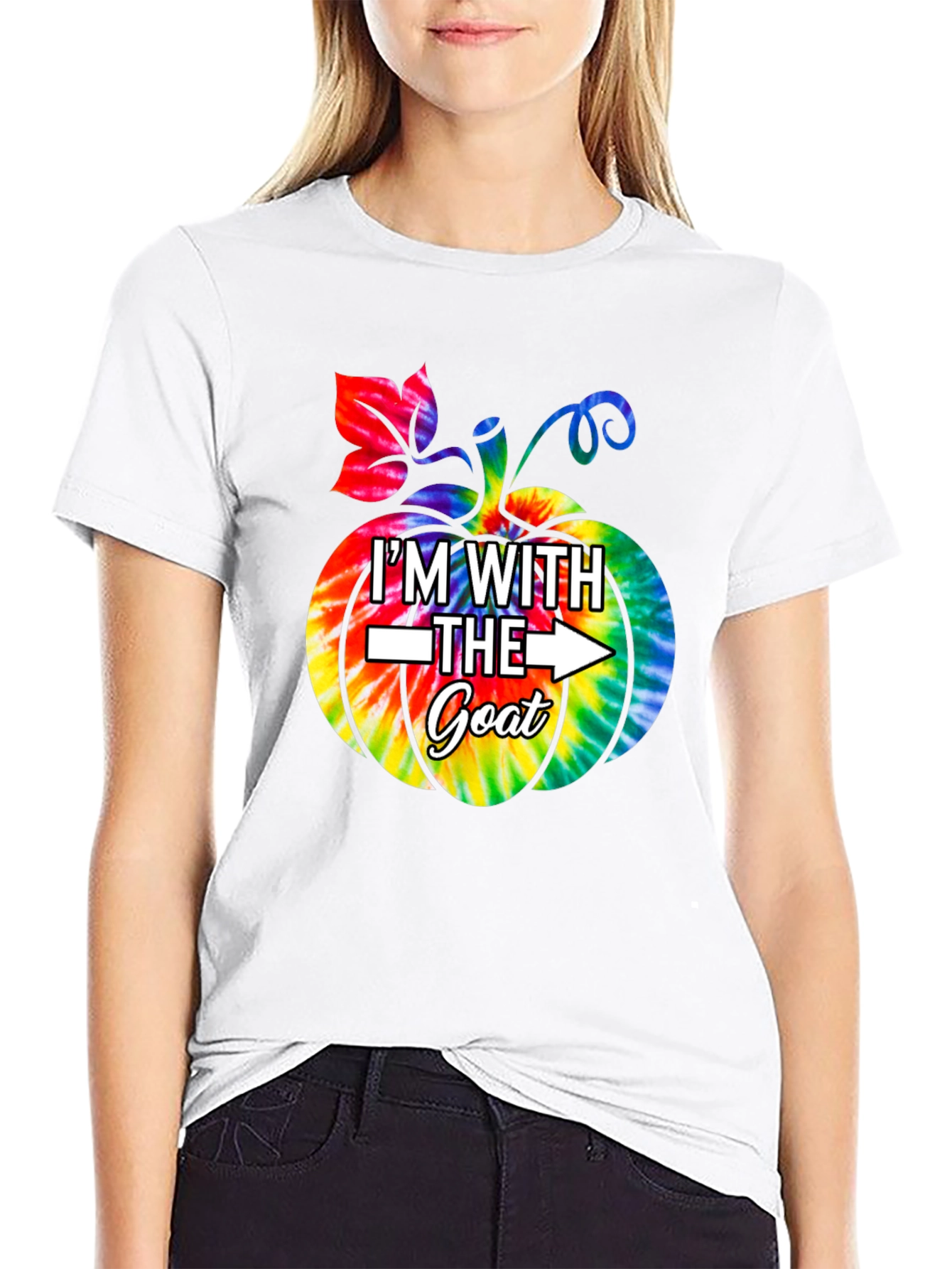 Im With The Goat T-Shirt Tie Dye Pumpkin Graphic
