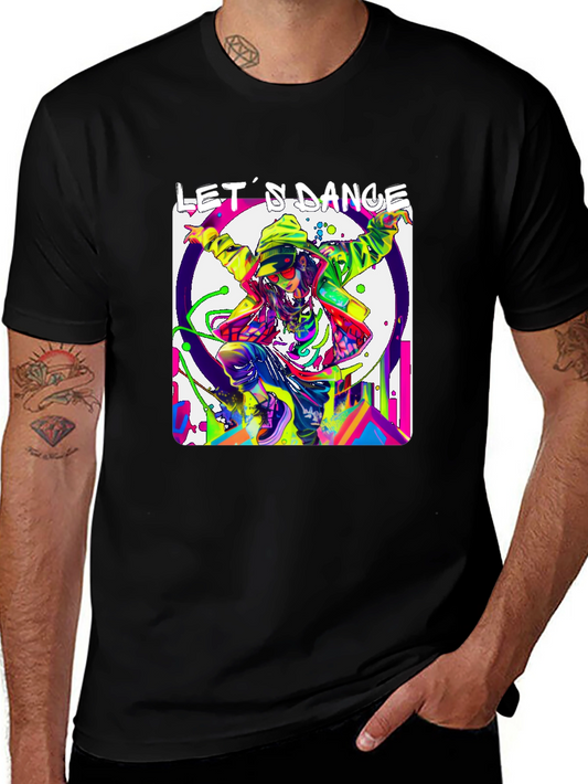 Lets Dance Graphic T-Shirt - Black Vibrant Design