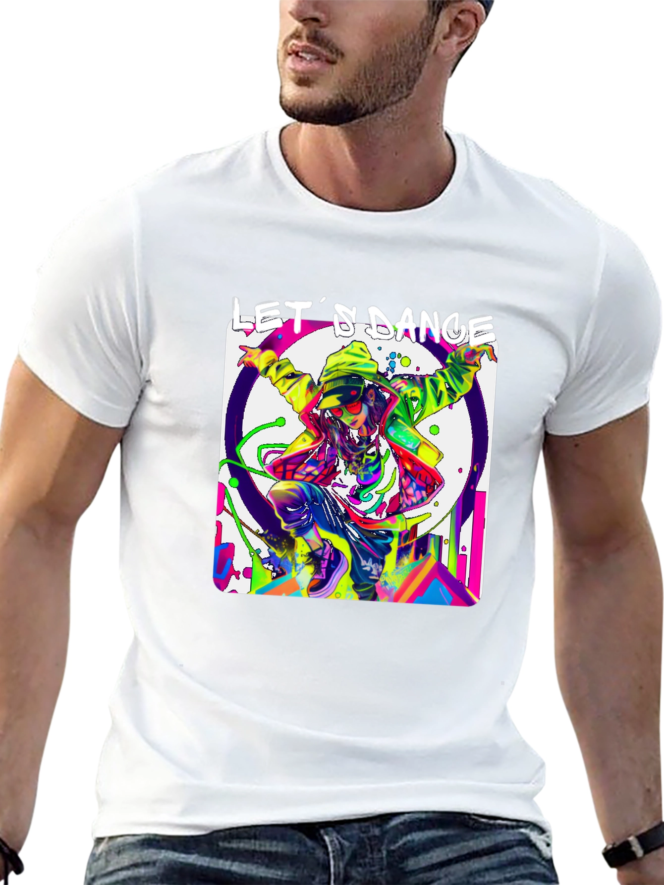 Lets Dance Graphic T-Shirt - Black Vibrant Design