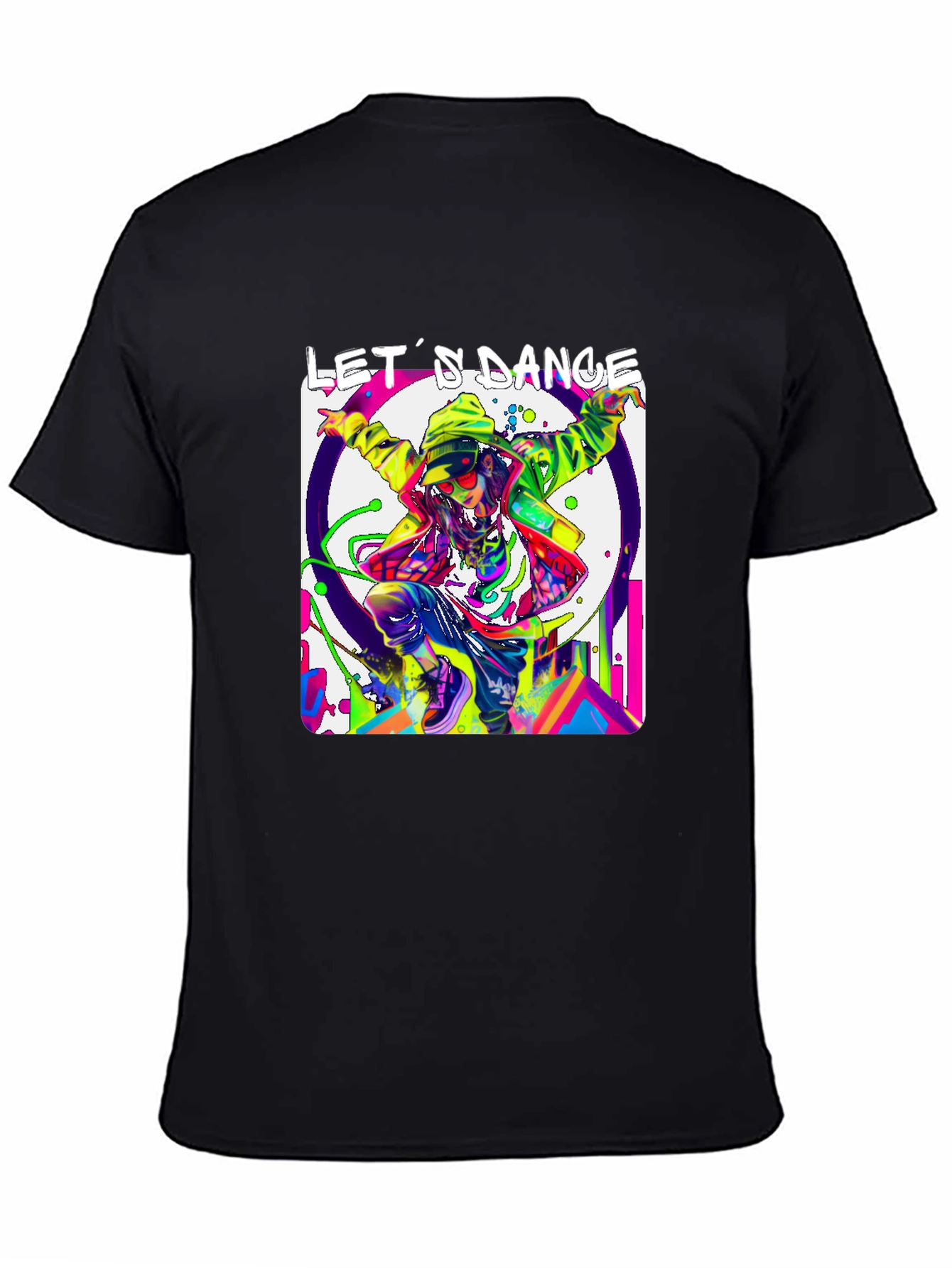 Lets Dance Graphic T-Shirt - Black Vibrant Design