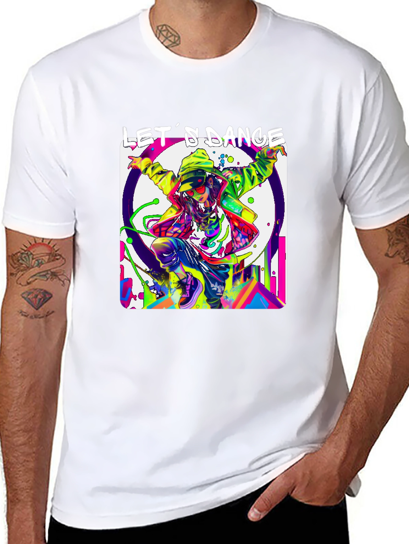 Lets Dance Graphic T-Shirt - Black Vibrant Design