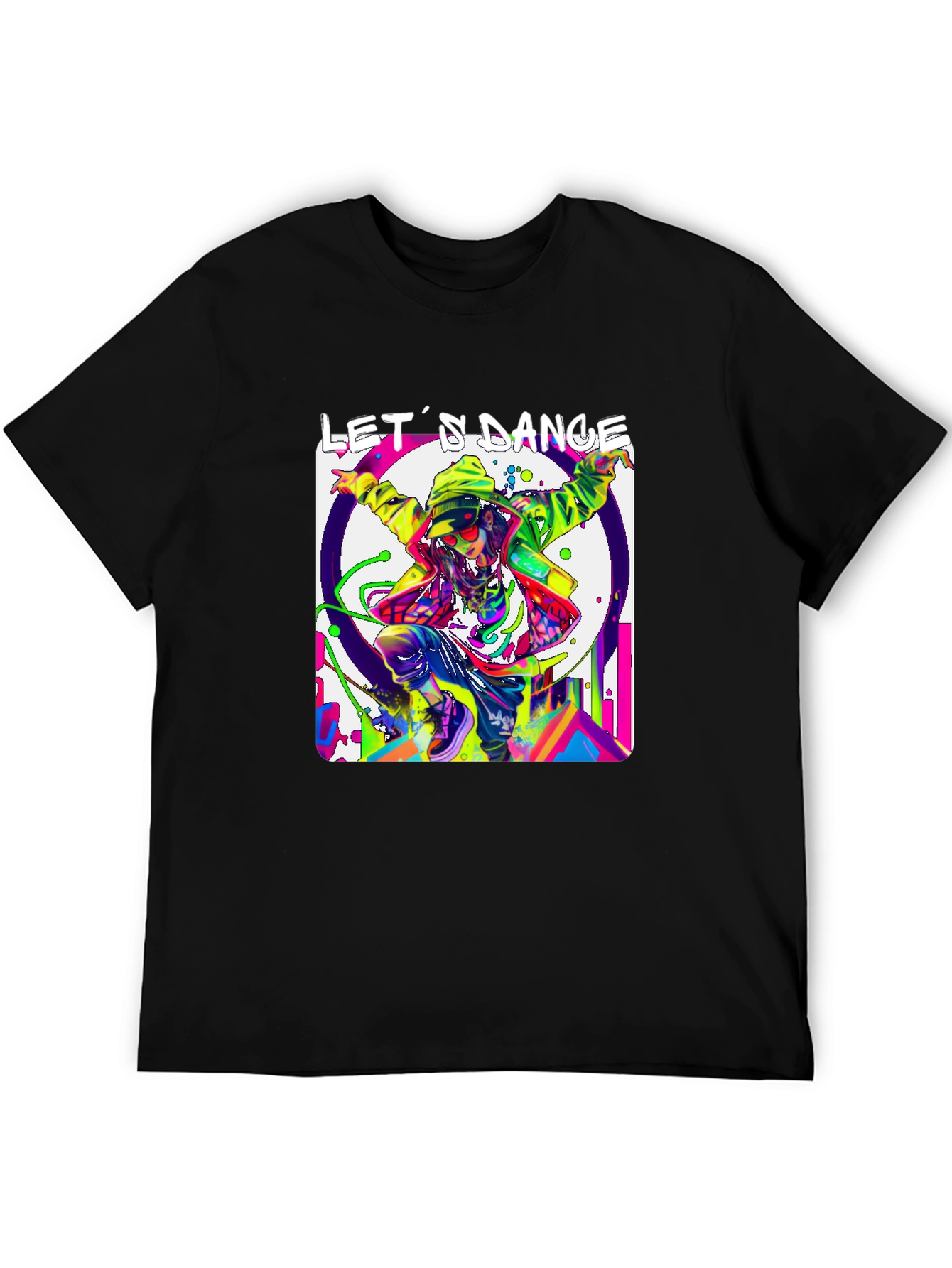 Lets Dance Graphic T-Shirt - Black Vibrant Design
