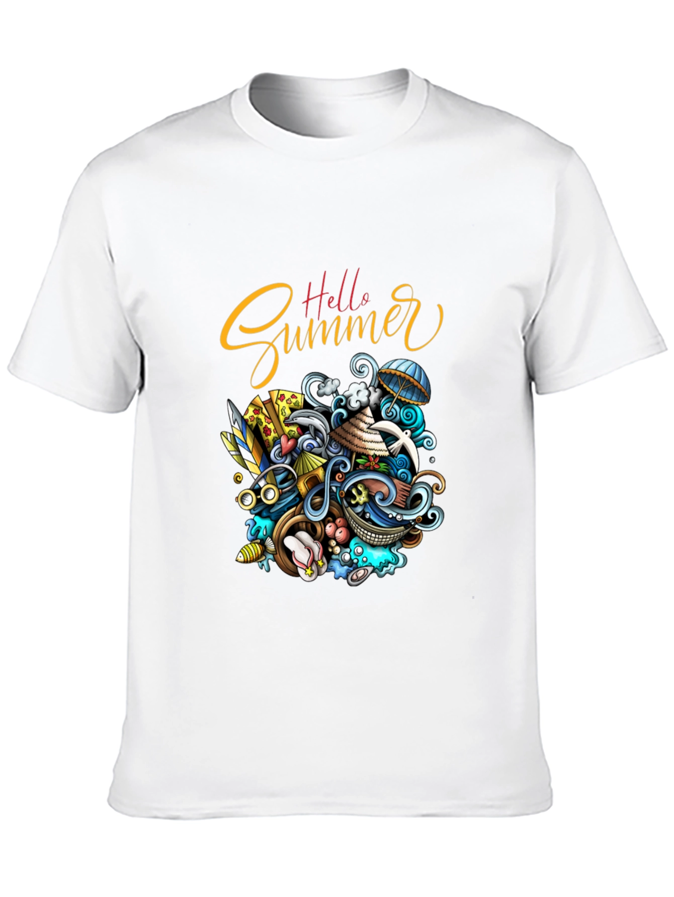 Hello Summer Black Graphic T-Shirt