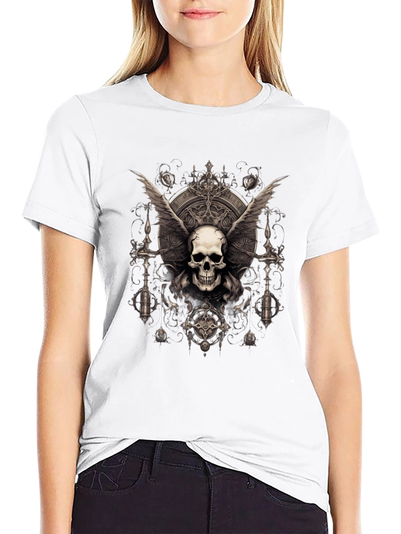 Gothic Skull Wings T-Shirt - Dark Style Tee