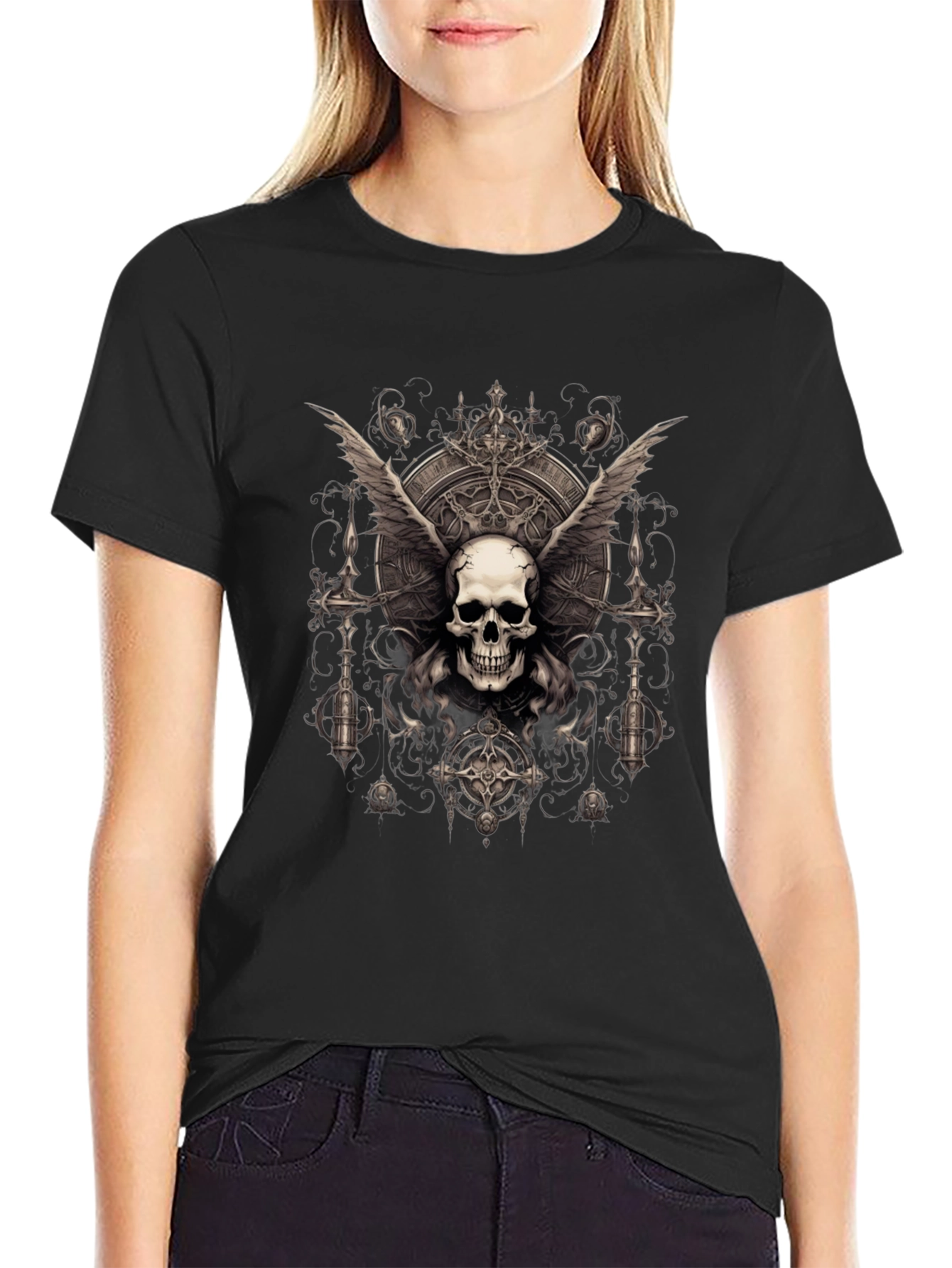 Gothic Skull Wings T-Shirt - Dark Style Tee