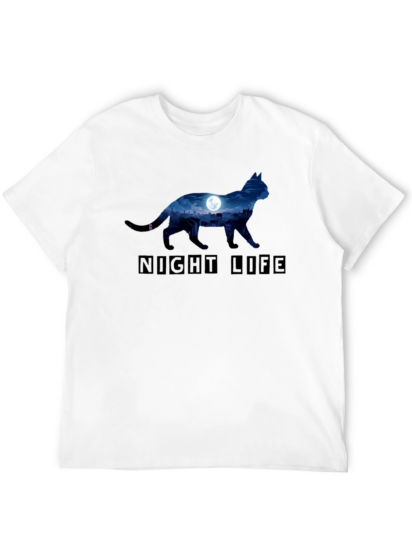 Night Life Cat Graphic T-Shirt