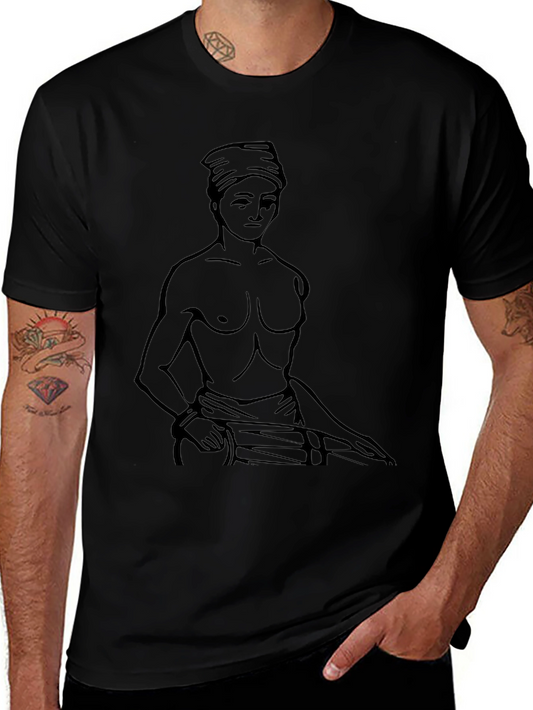 Black T-Shirt with Figure Outline Design