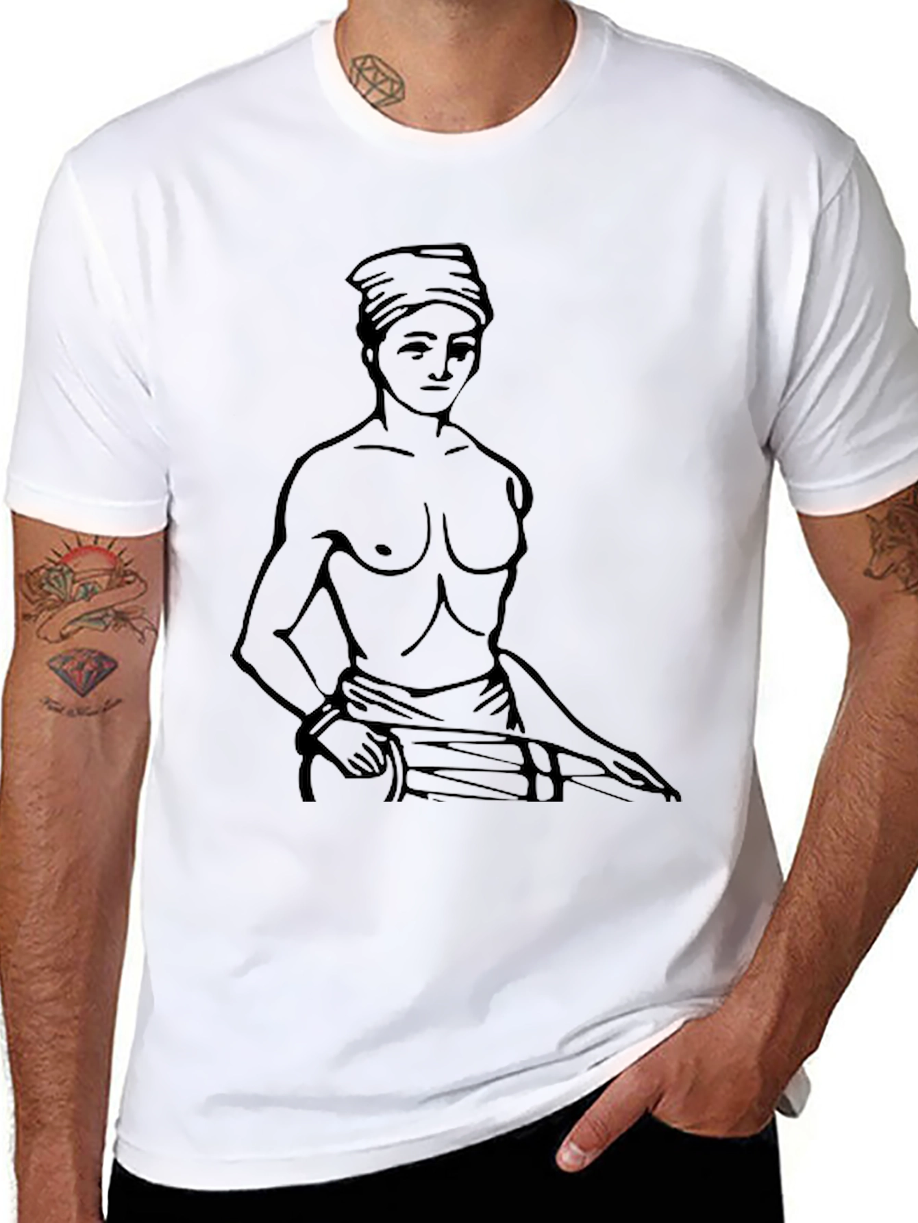 Black T-Shirt with Figure Outline Design