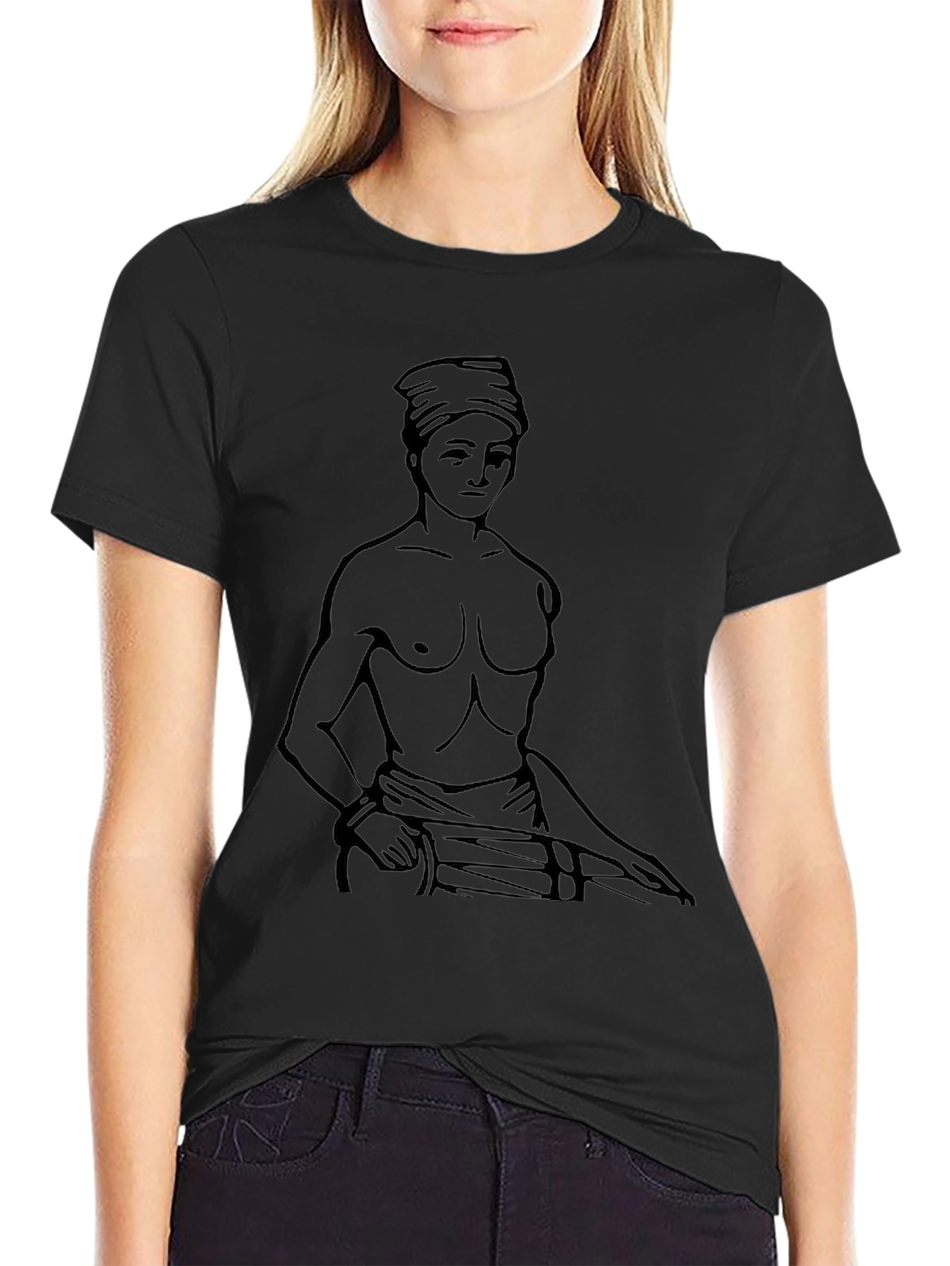 Black T-Shirt with Figure Outline Design