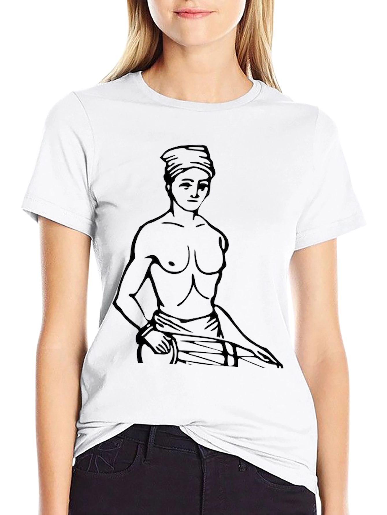 Black T-Shirt with Figure Outline Design