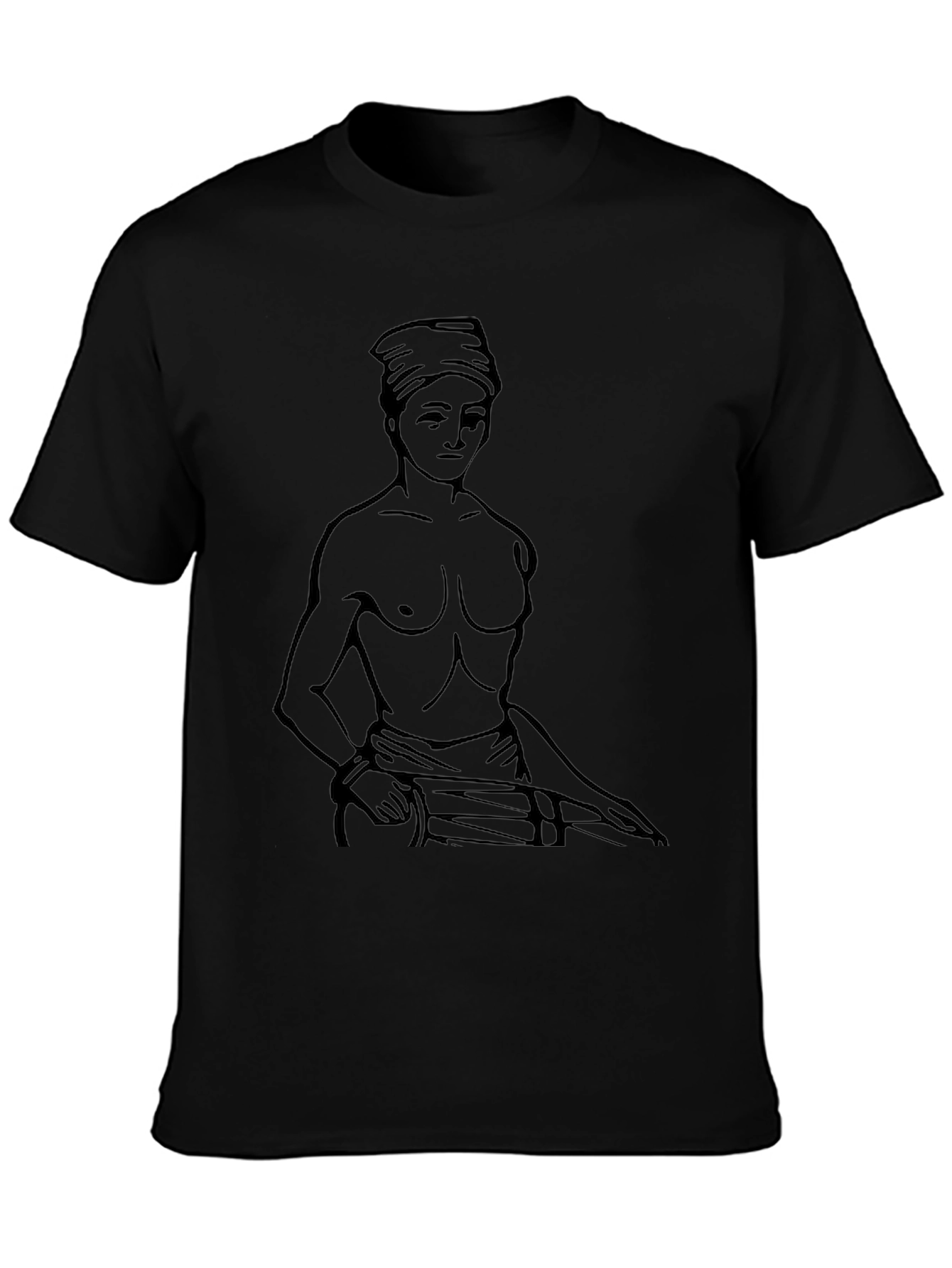 Black T-Shirt with Figure Outline Design