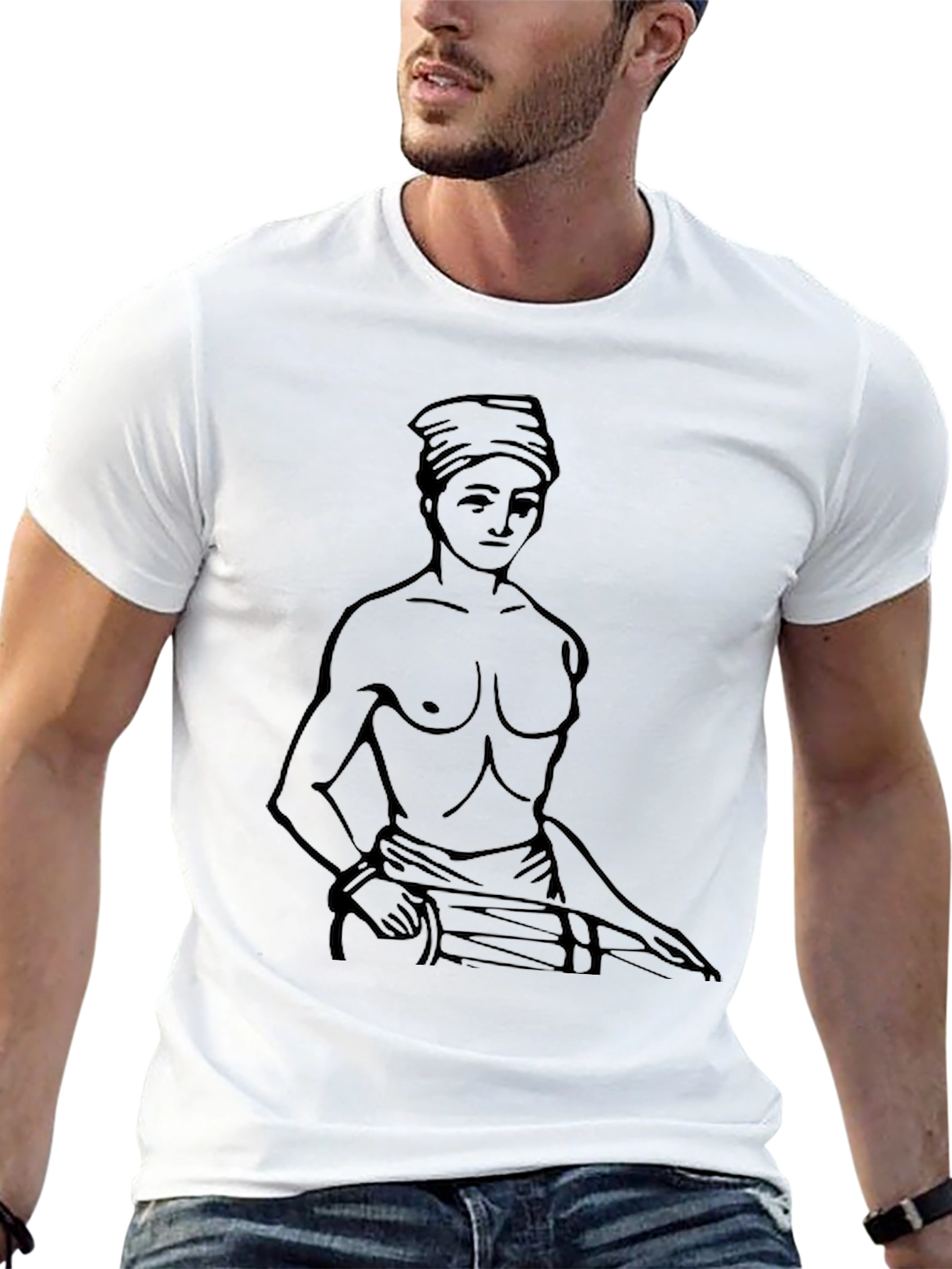 Black T-Shirt with Figure Outline Design
