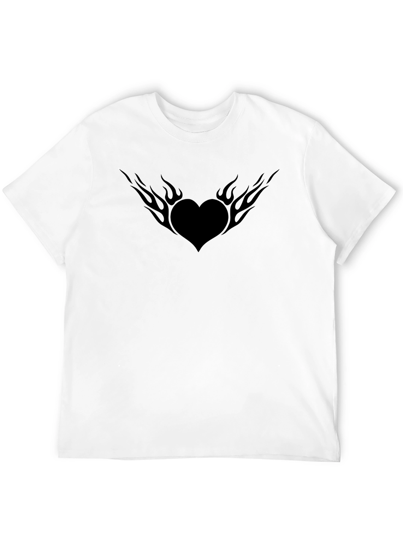 Flaming Heart Graphic Tee - Soft Cotton Black T-Shirt
