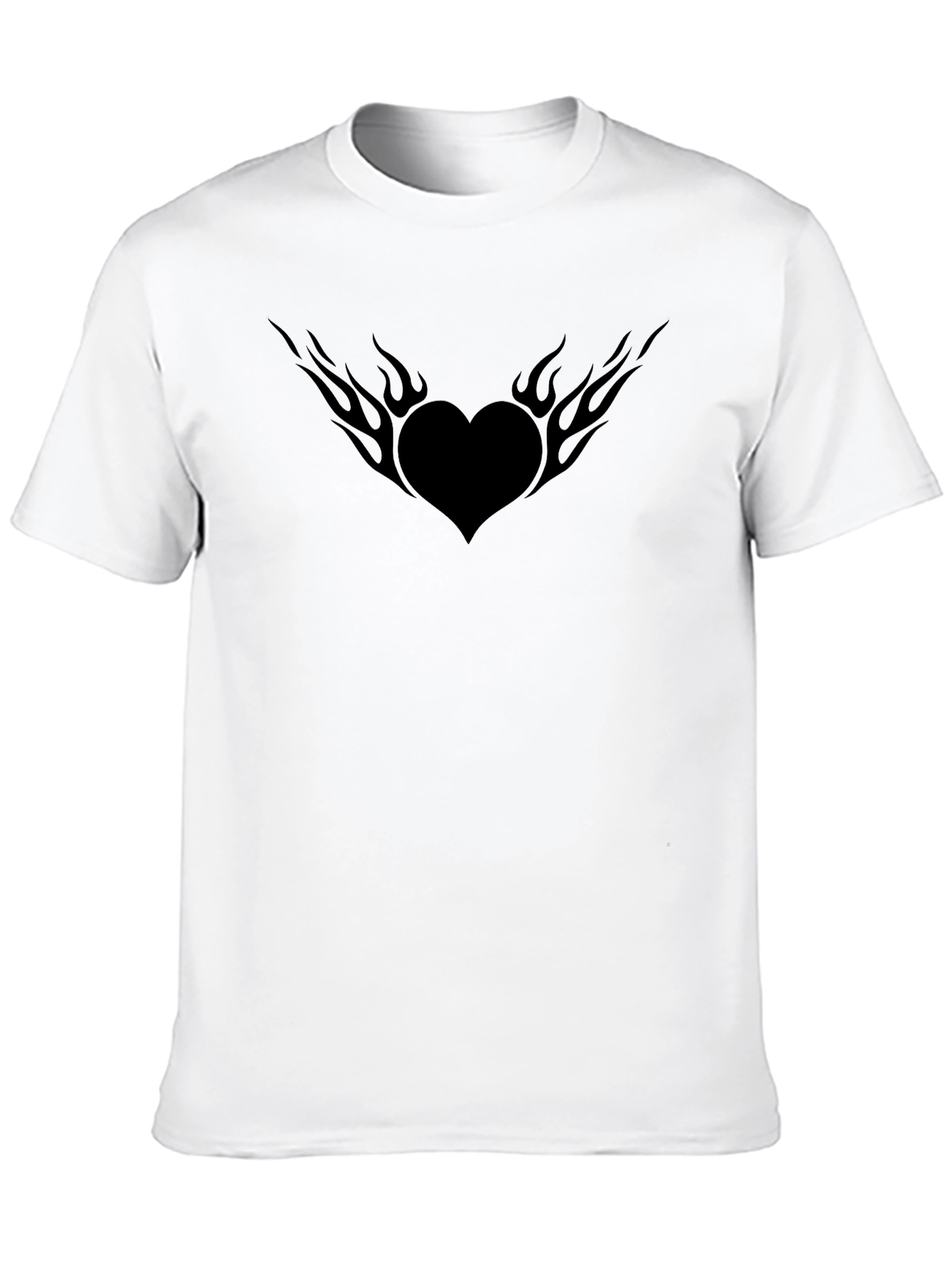 Flaming Heart Graphic Tee - Soft Cotton Black T-Shirt