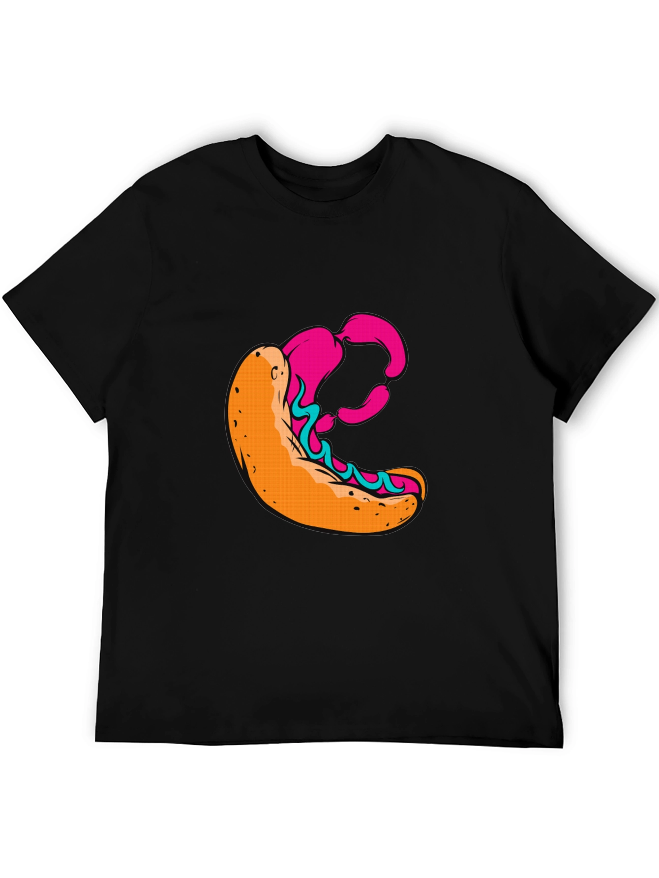 Graphic T-Shirt with Hot Dog Design - Casual Wear