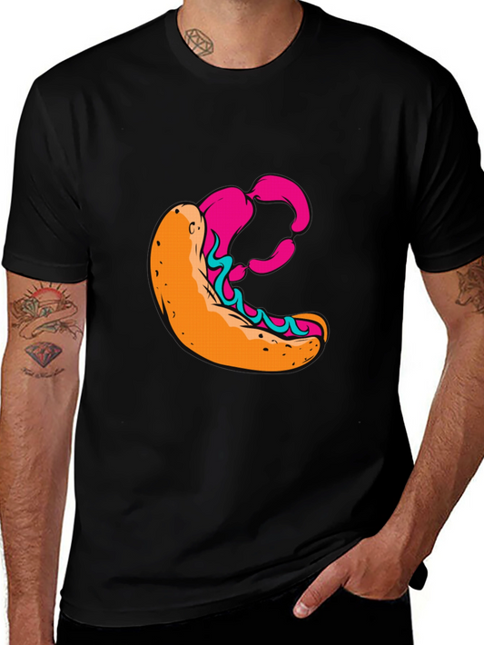 Graphic T-Shirt with Hot Dog Design - Casual Wear