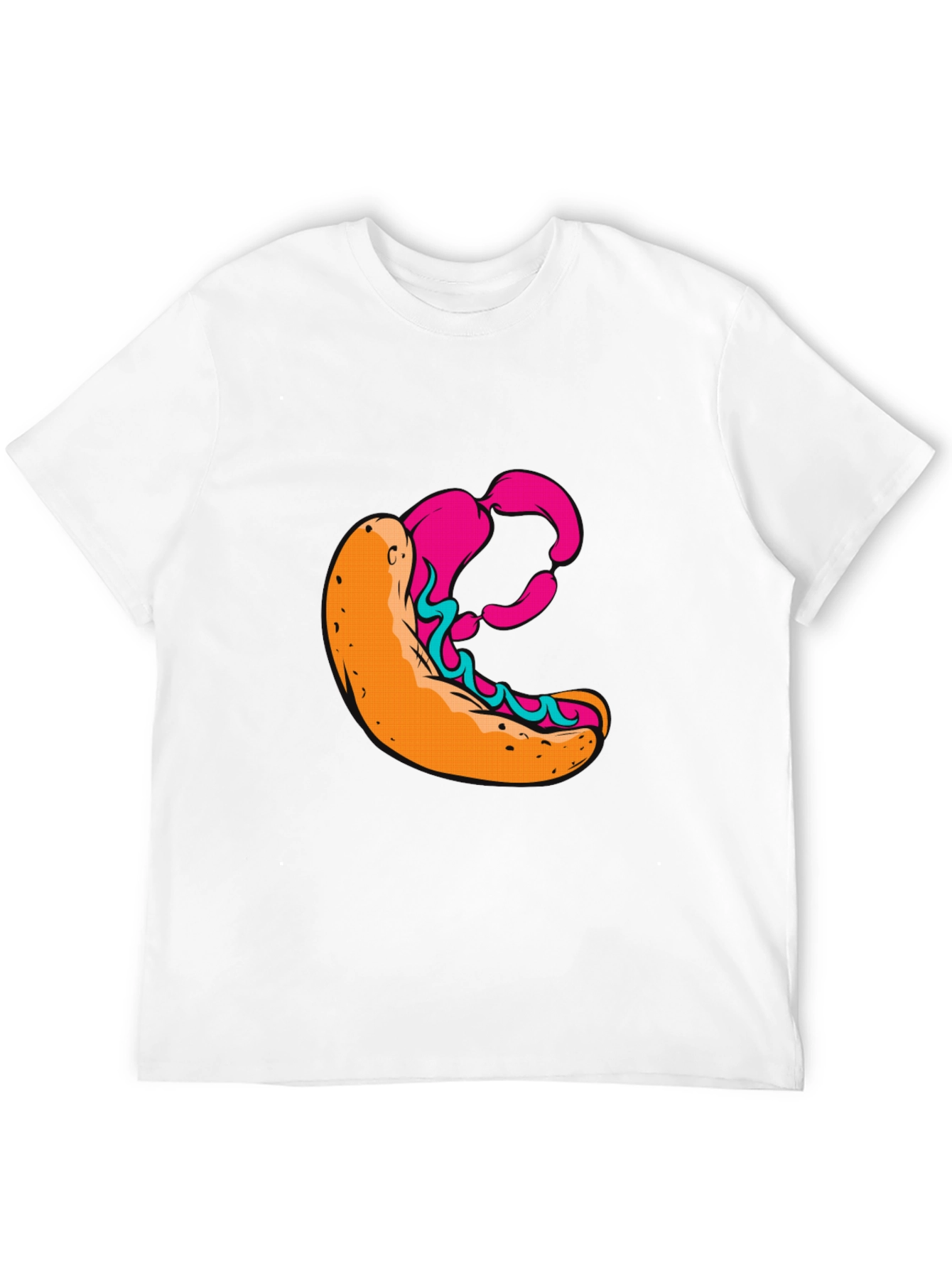 Graphic T-Shirt with Hot Dog Design - Casual Wear
