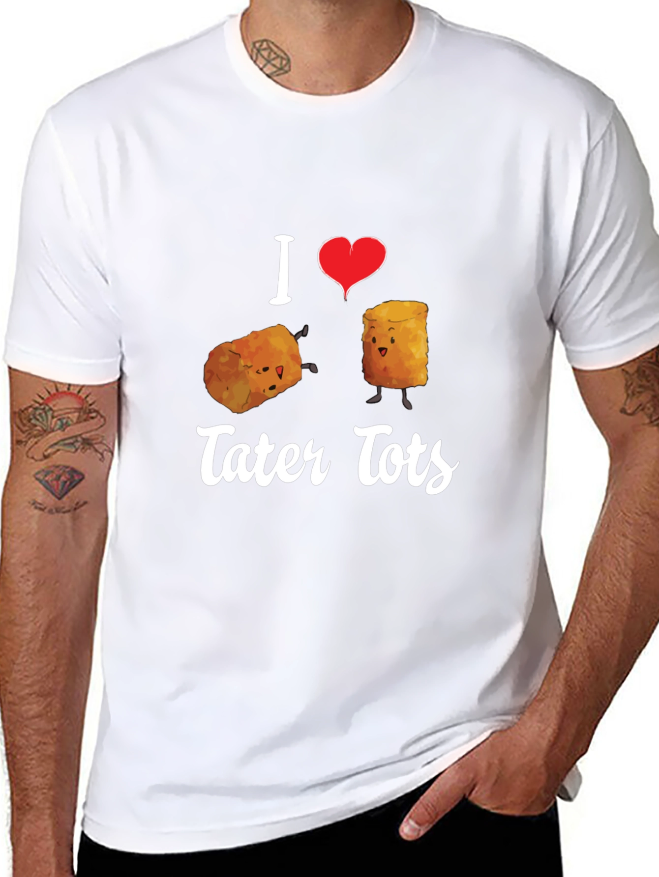 I Heart Tater Tots Graphic Tee - Black