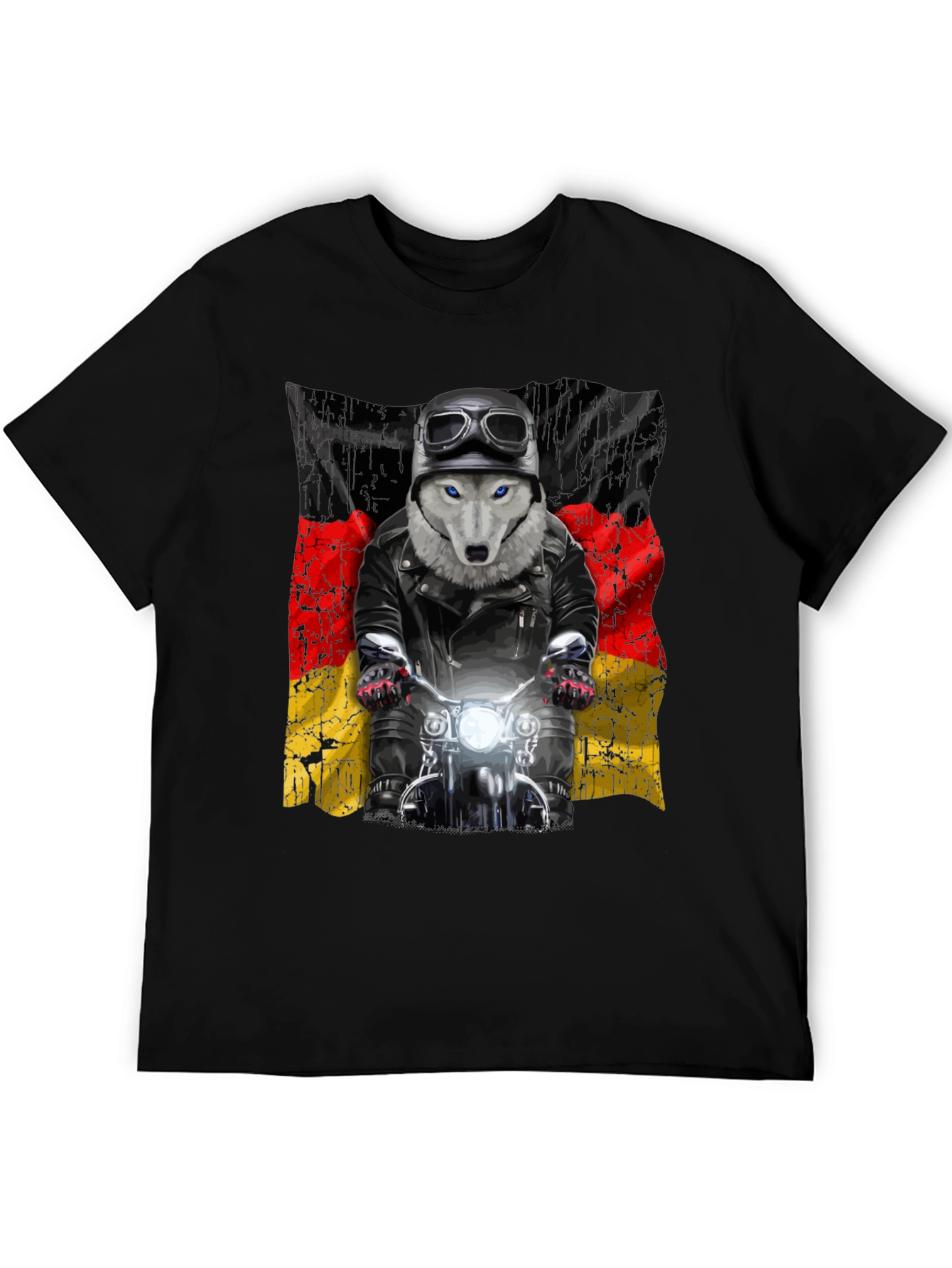 Wolf Biker Germany Flag Graphic T-Shirt